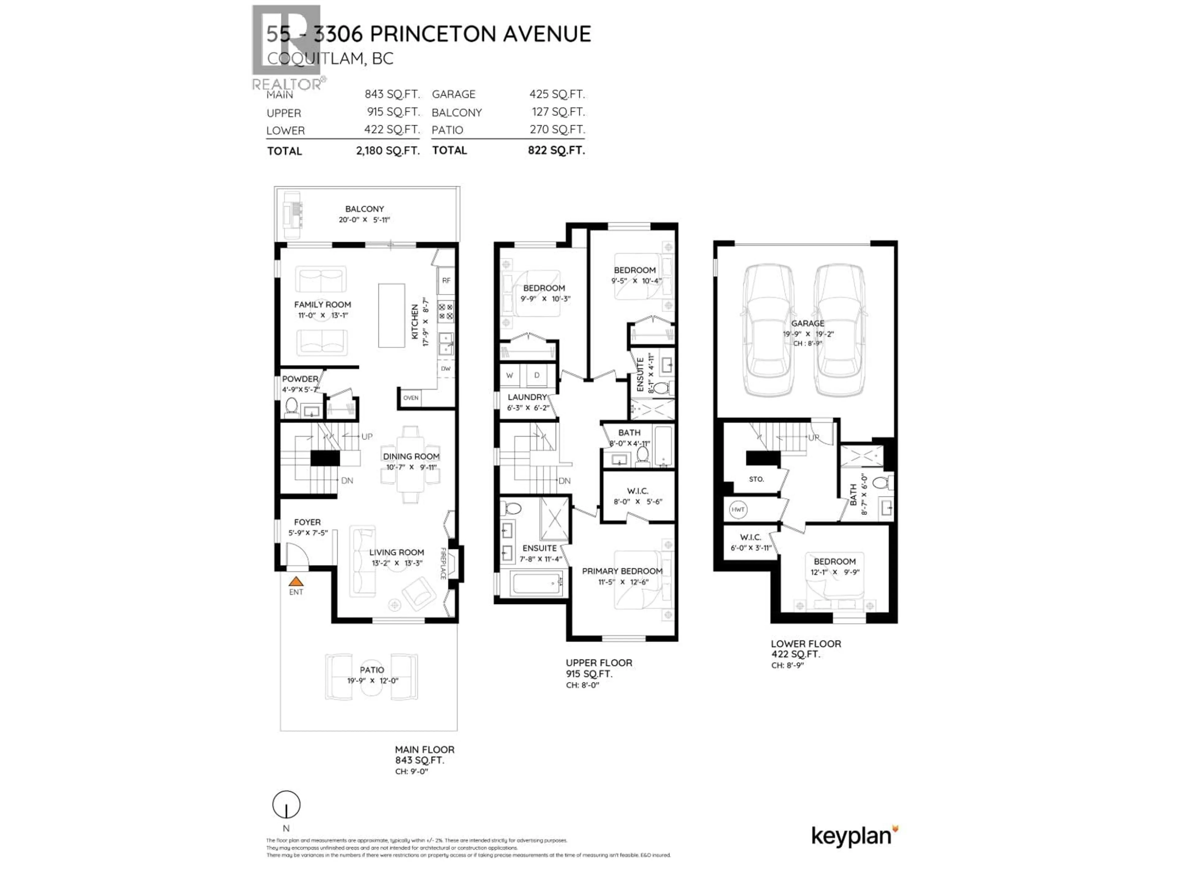 Floor plan for 55 - 3306 PRINCETON AVENUE, Coquitlam British Columbia V3E0M9