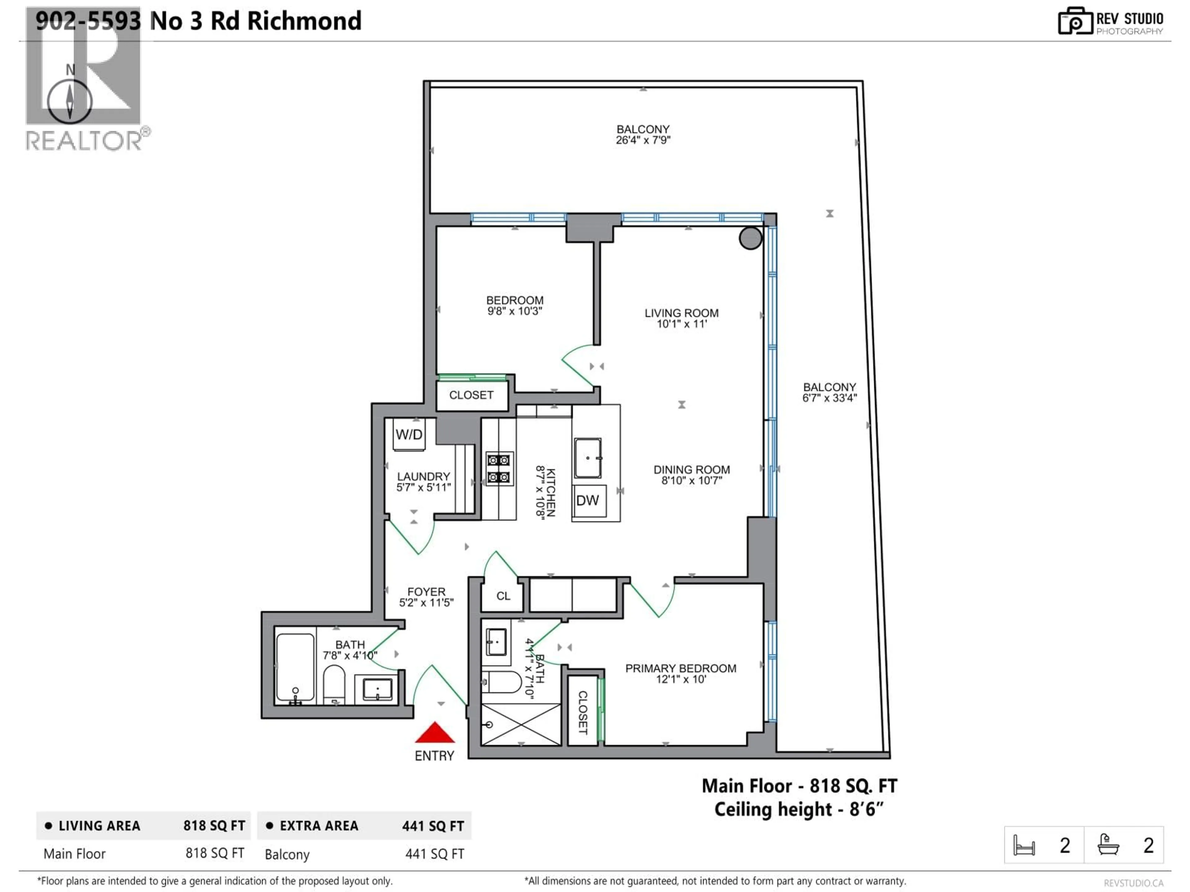 Floor plan for 902 - 5593 NO 3 ROAD, Richmond British Columbia V6X0X6