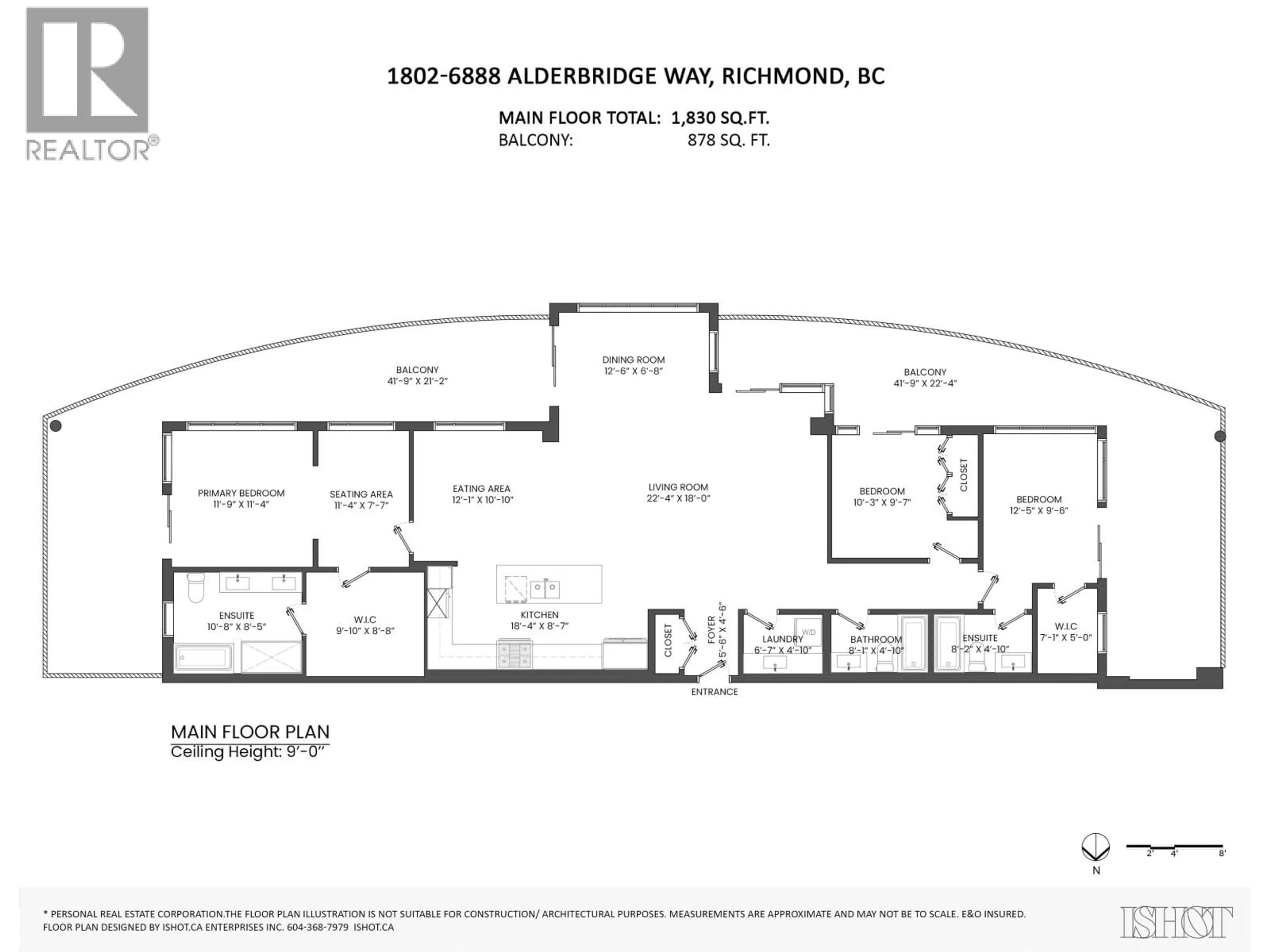 Floor plan for 1802 - 6888 ALDERBRIDGE WAY, Richmond British Columbia V6X0A7