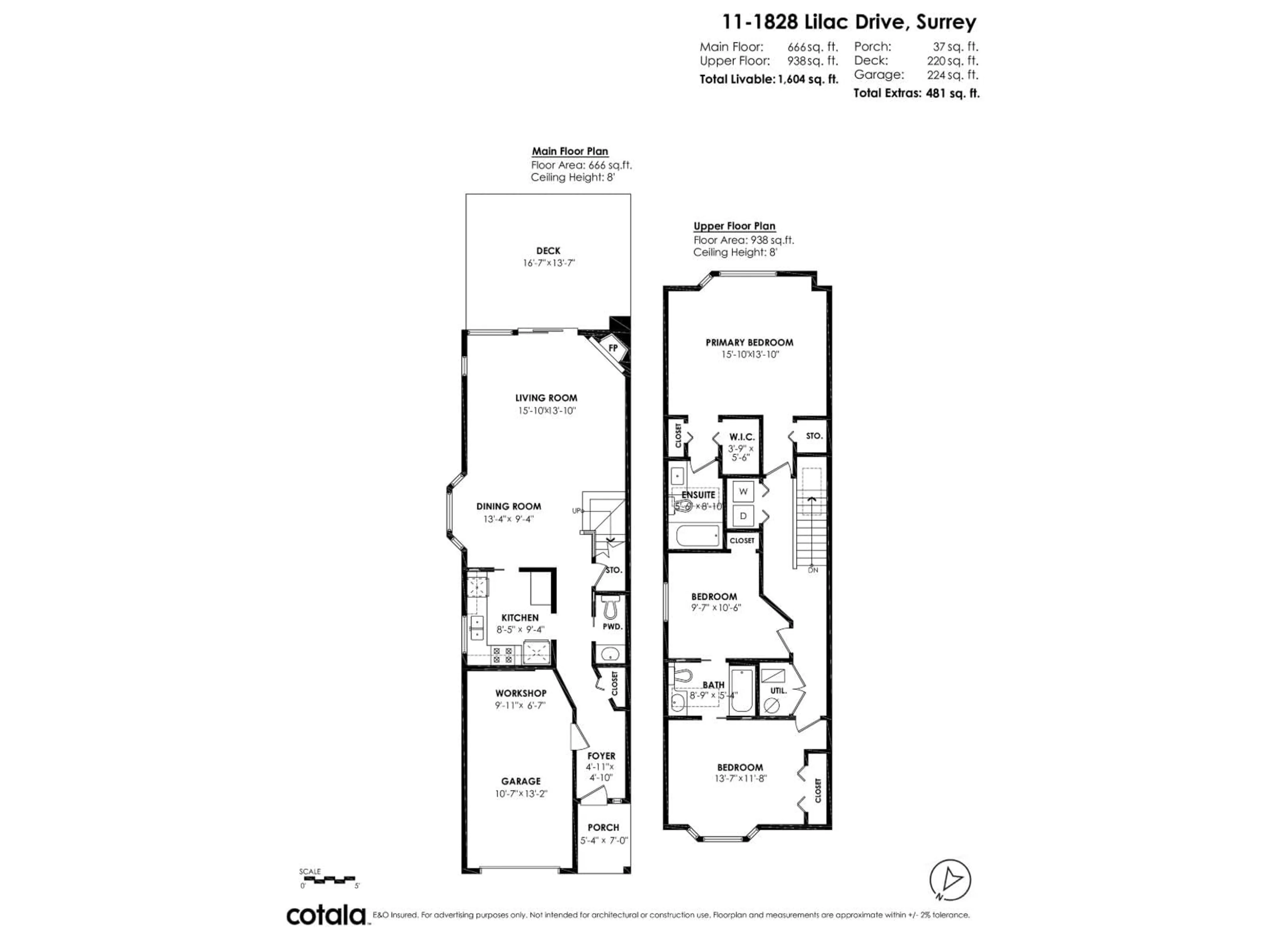 Floor plan for 11 - 1828 LILAC DRIVE, Surrey British Columbia V4A5C9