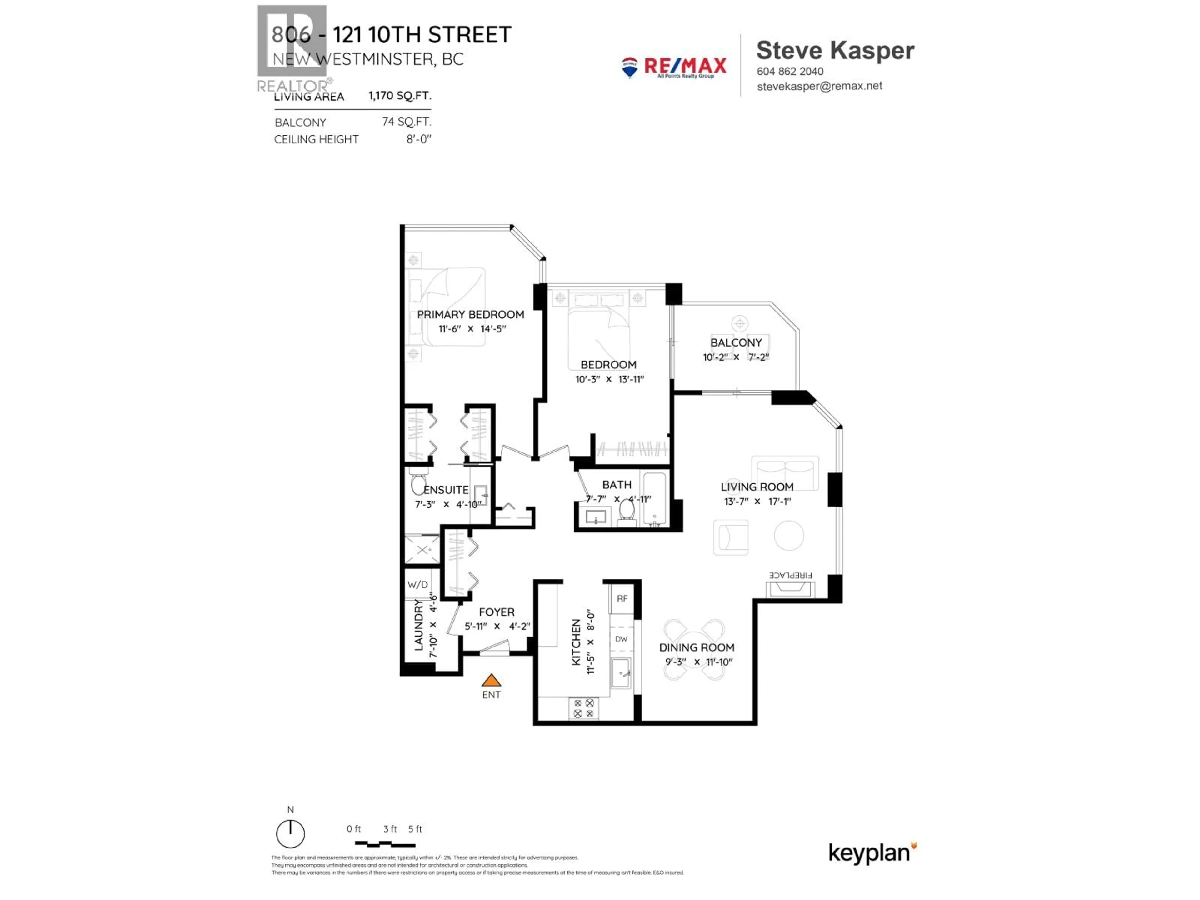 Floor plan for 806 - 121 TENTH STREET, New Westminster British Columbia V3M3X7