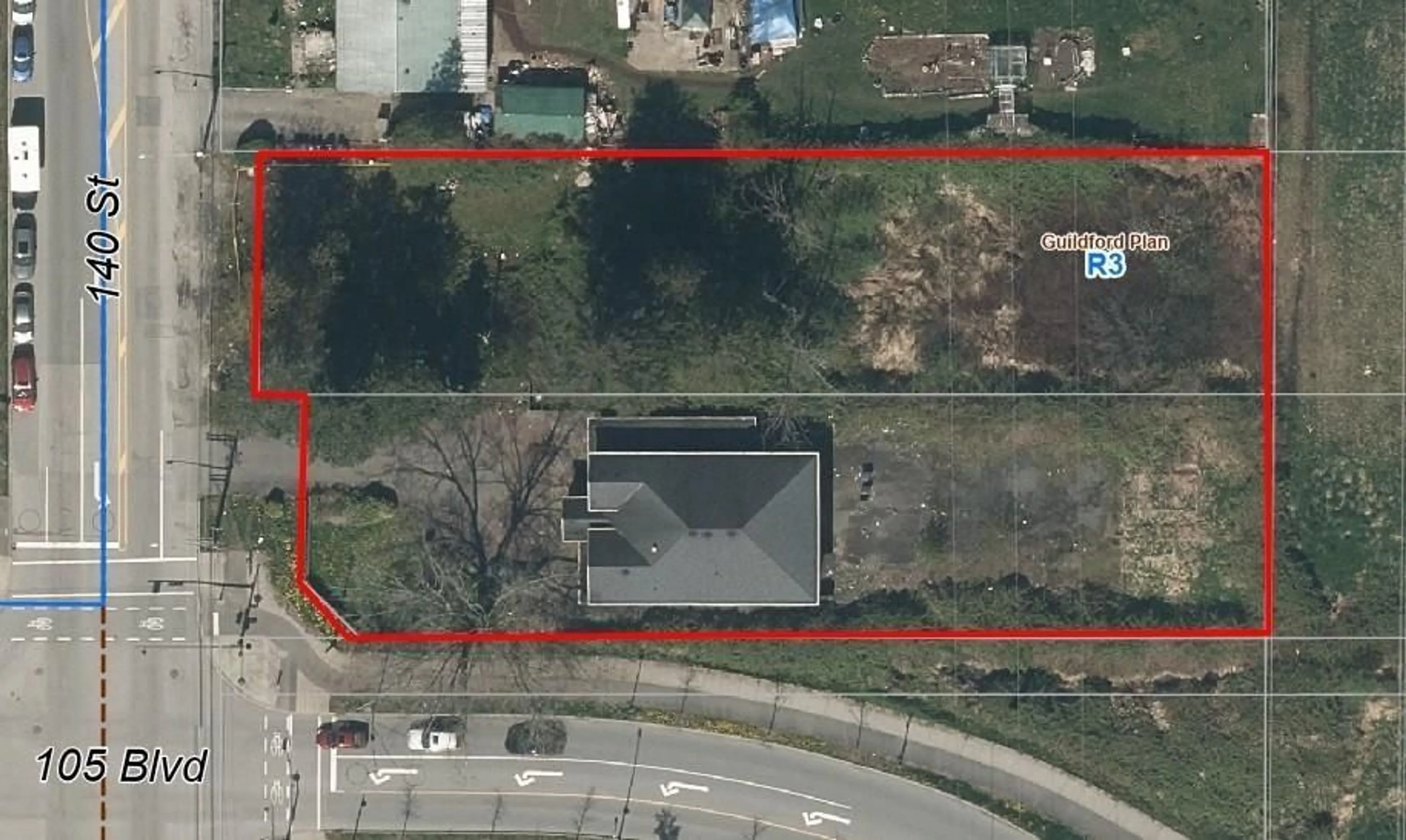 A pic from outside/outdoor area/front of a property/back of a property/a pic from drone, street for 10556 140 STREET, Surrey British Columbia V3T4N5