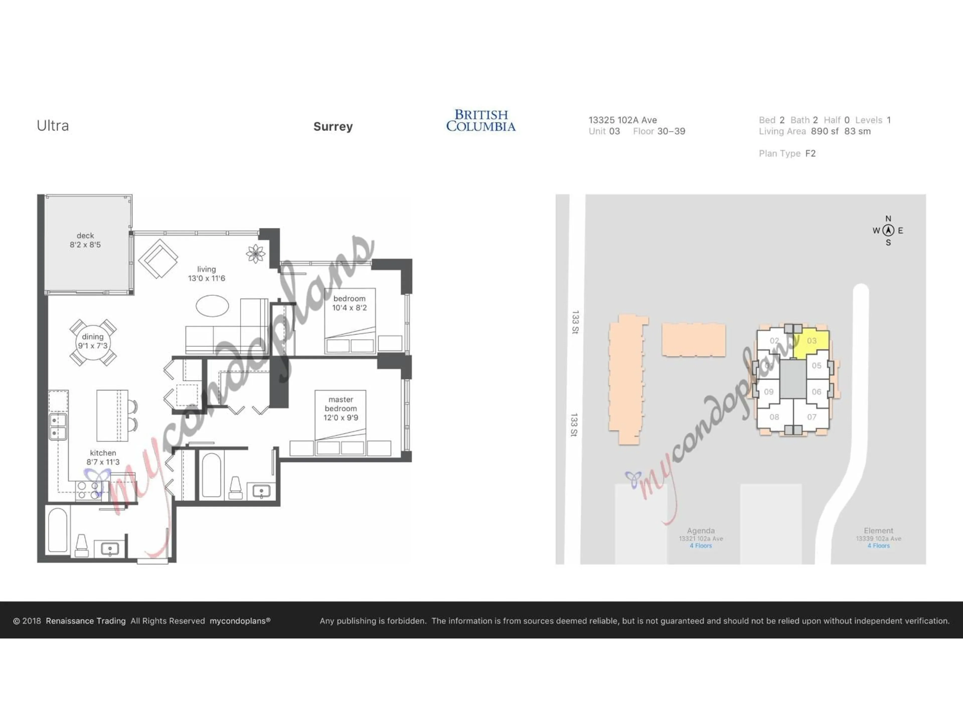 Floor plan for 3103 - 13325 102A AVENUE, Surrey British Columbia V3T0J5