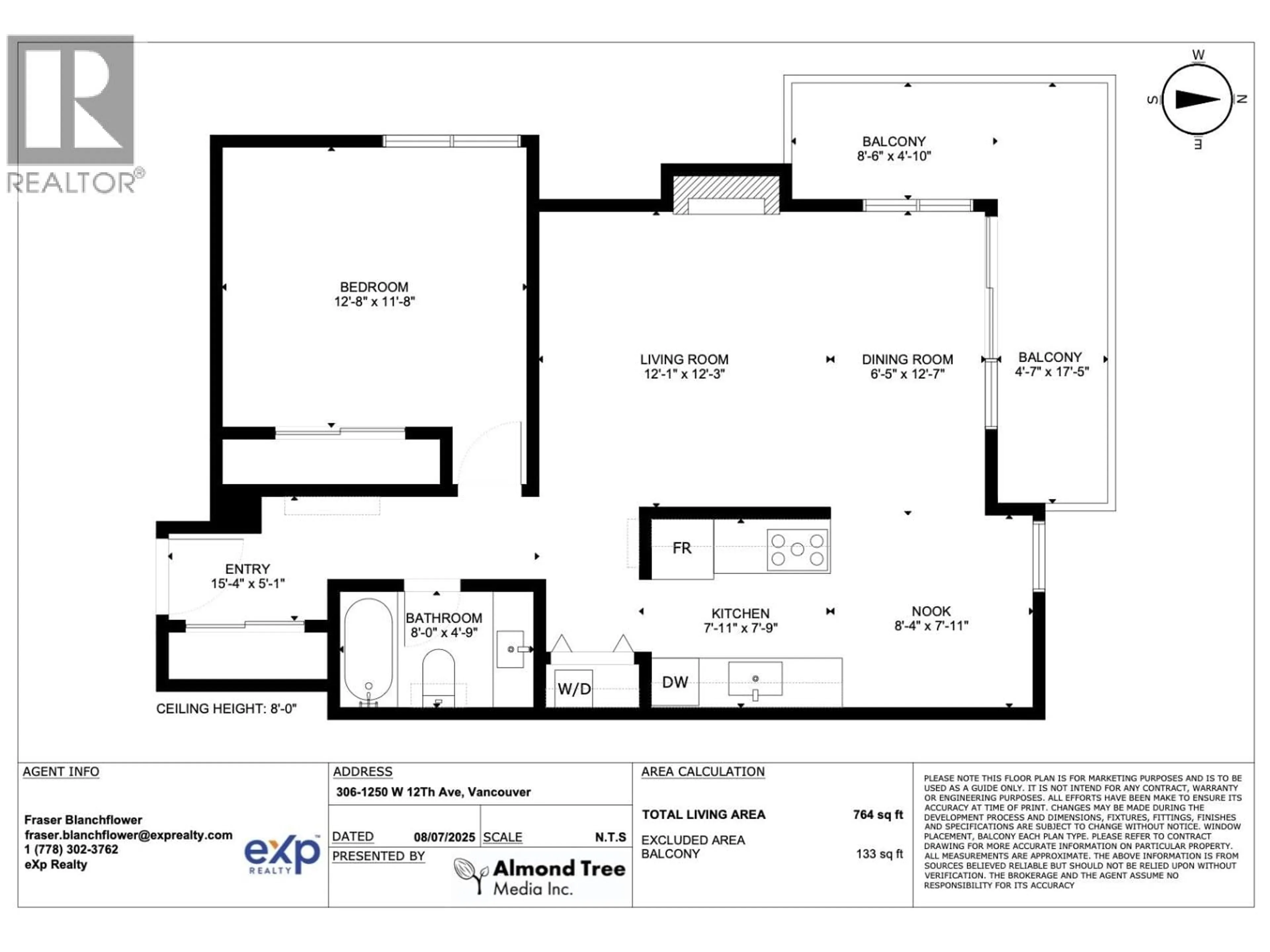 Floor plan for 306 - 1250 12TH AVENUE, Vancouver British Columbia V6H1M1