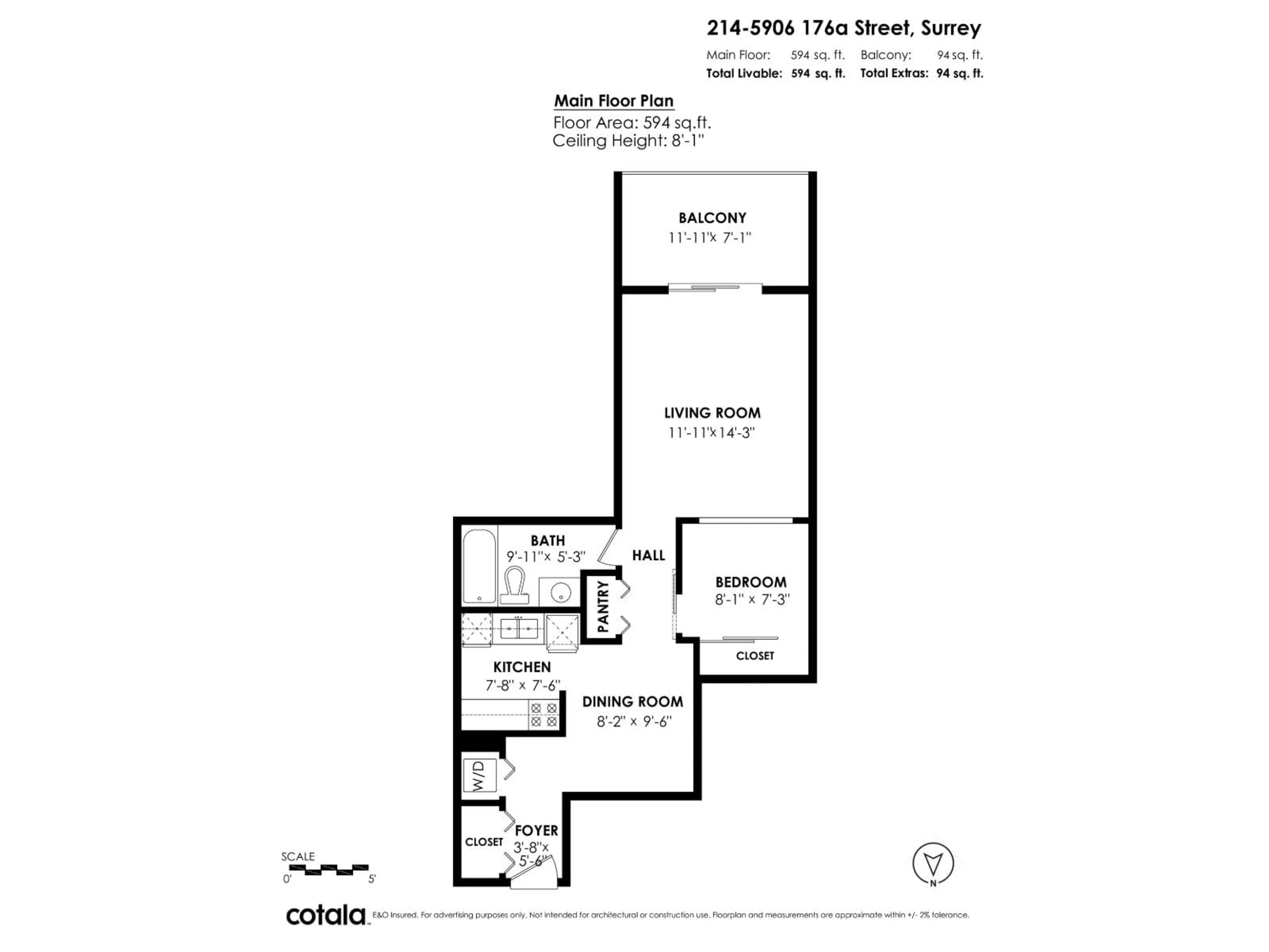 Floor plan for 214 - 5906 176A STREET, Surrey British Columbia V3S4H7