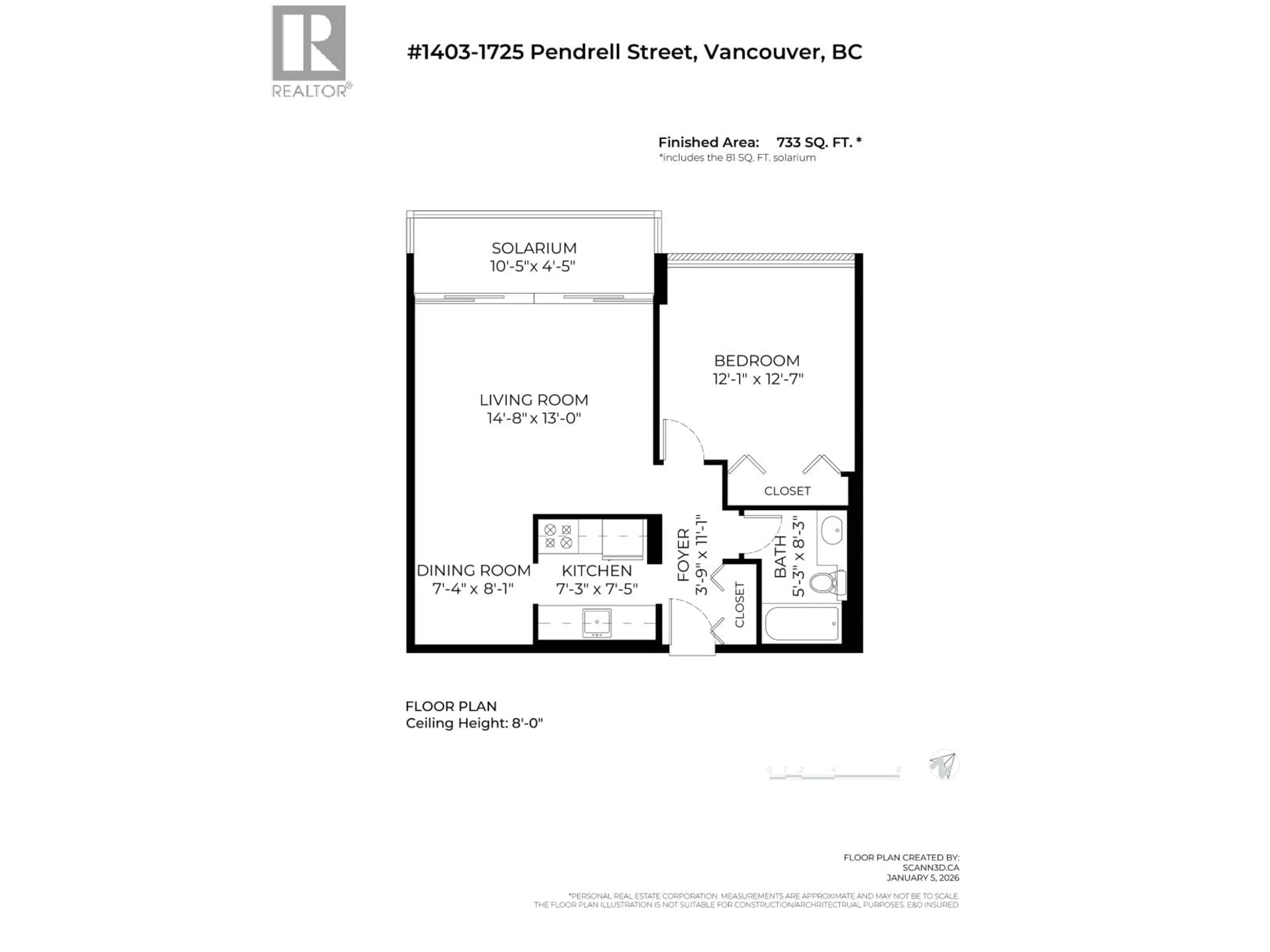 Floor plan for 1403 - 1725 PENDRELL STREET, Vancouver British Columbia V6G2X7