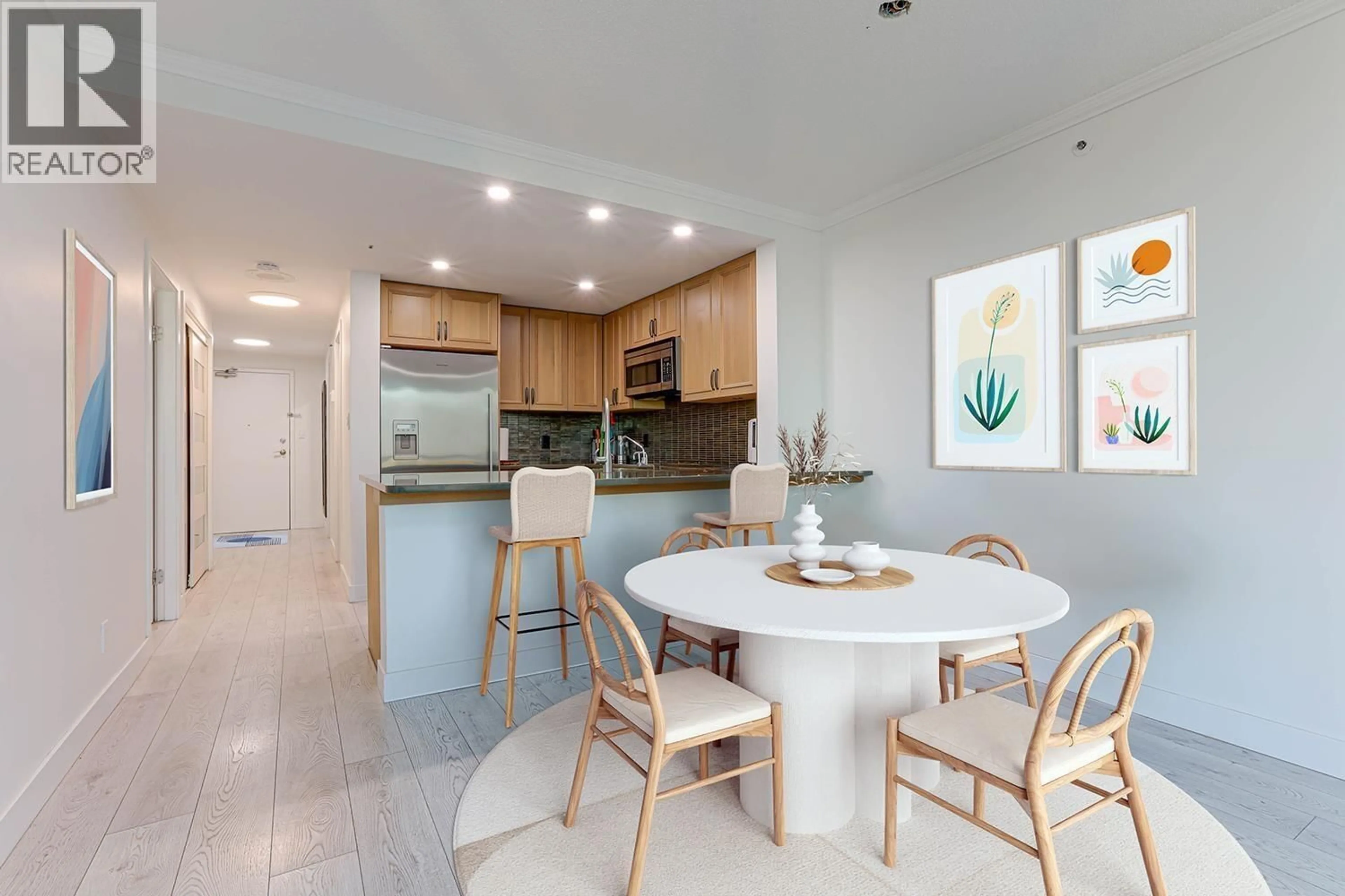 Open concept kitchen, ceramic/tile floor for 702 - 588 BROUGHTON STREET, Vancouver British Columbia V6G3E3