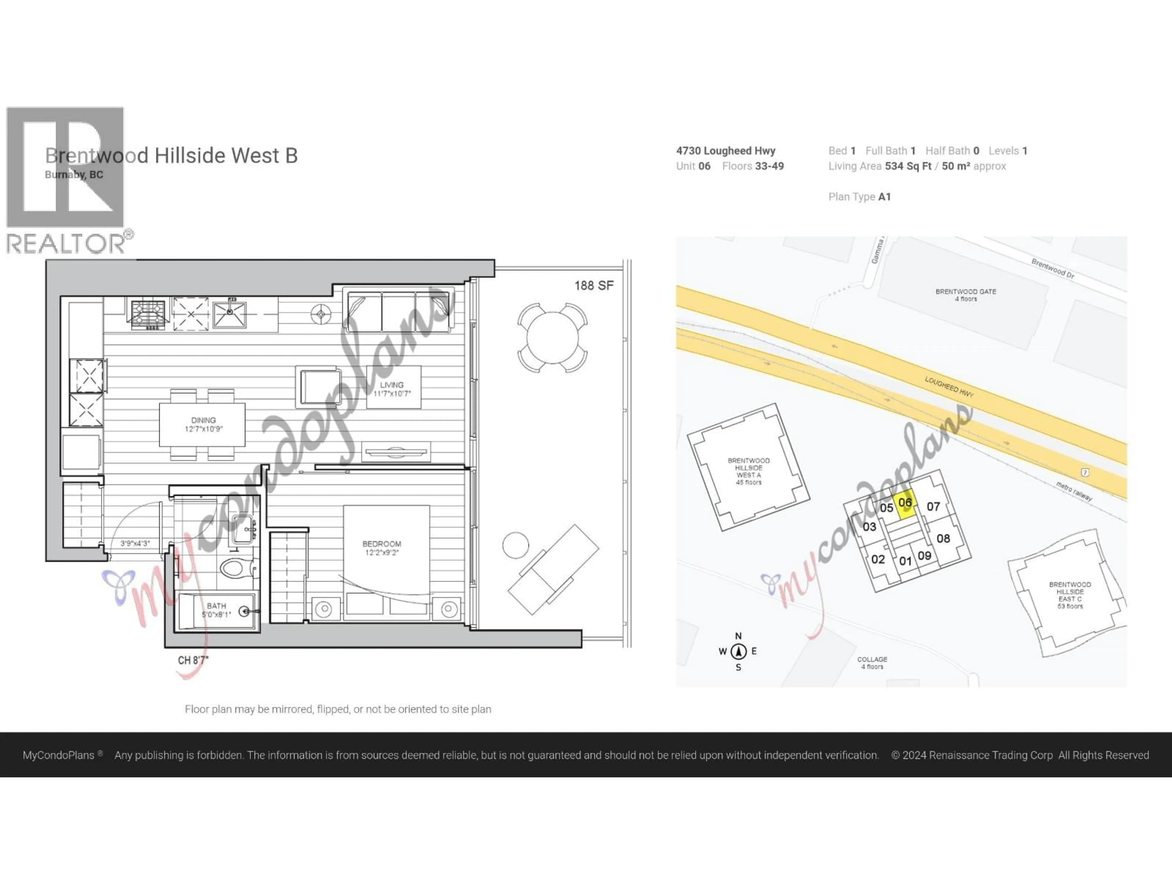 Floor plan for 3806 - 4730 LOUGHEED HIGHWAY, Burnaby British Columbia V5C0M9
