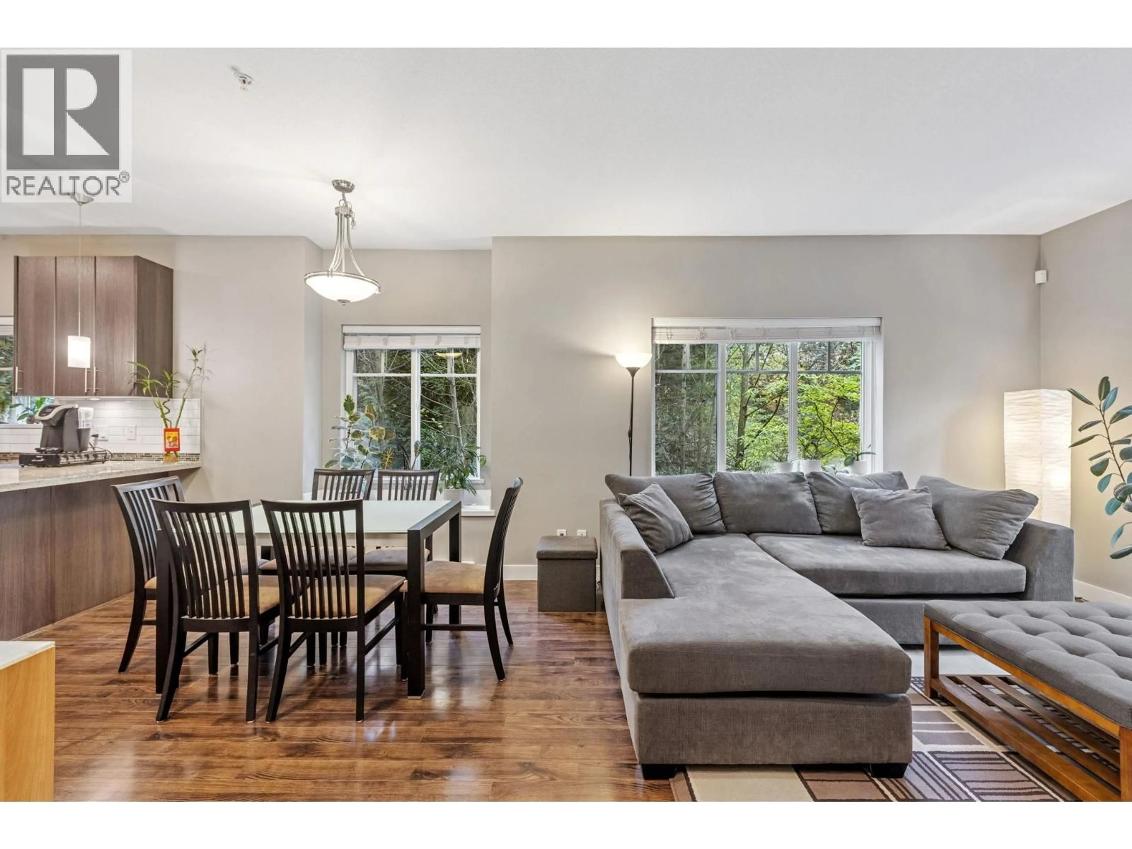 Living room with furniture, wood/laminate floor for 207 - 3888 NORFOLK STREET, Burnaby British Columbia V5G1E5