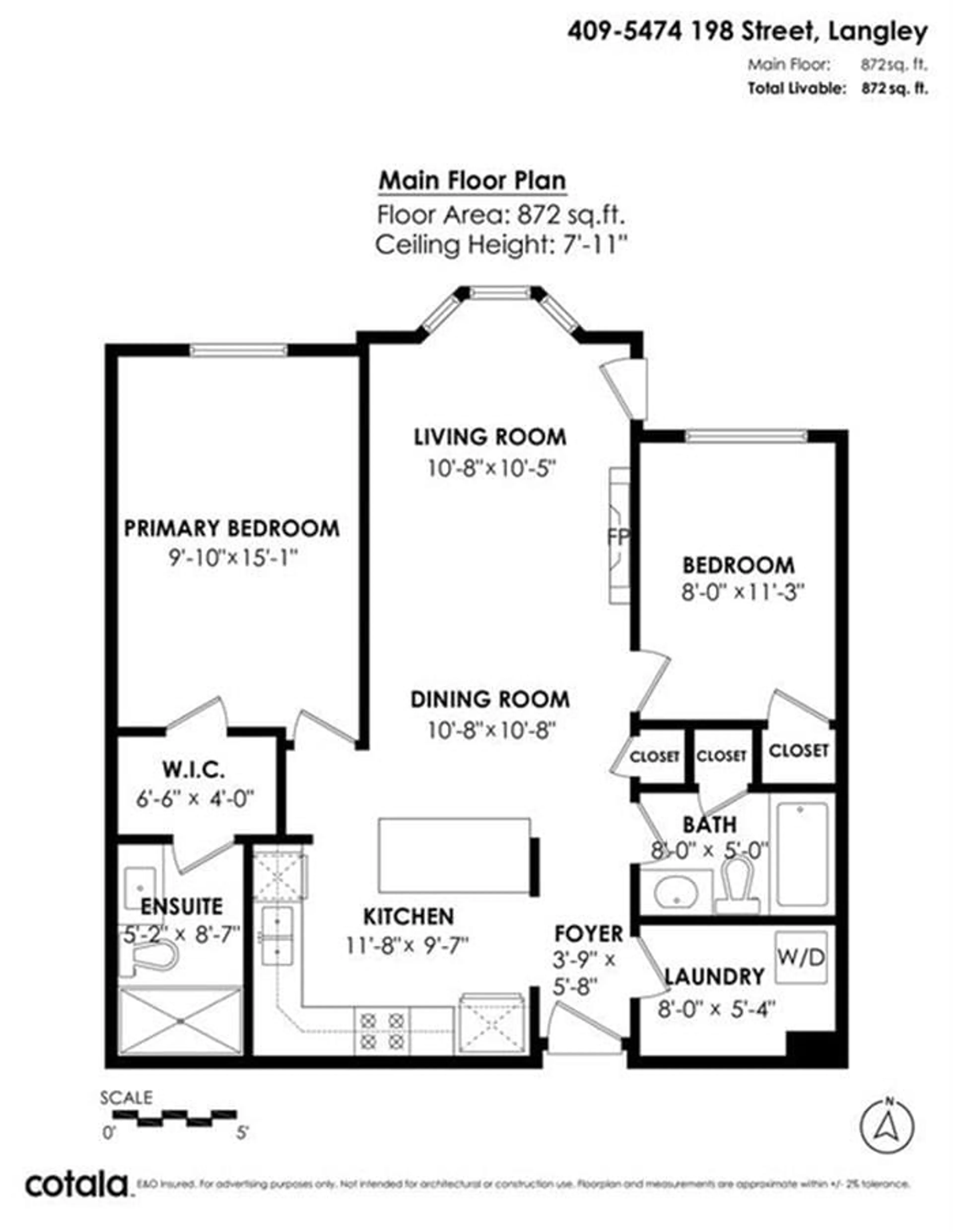 Floor plan for 409 - 5474 198TH STREET, Langley British Columbia V3A1G2