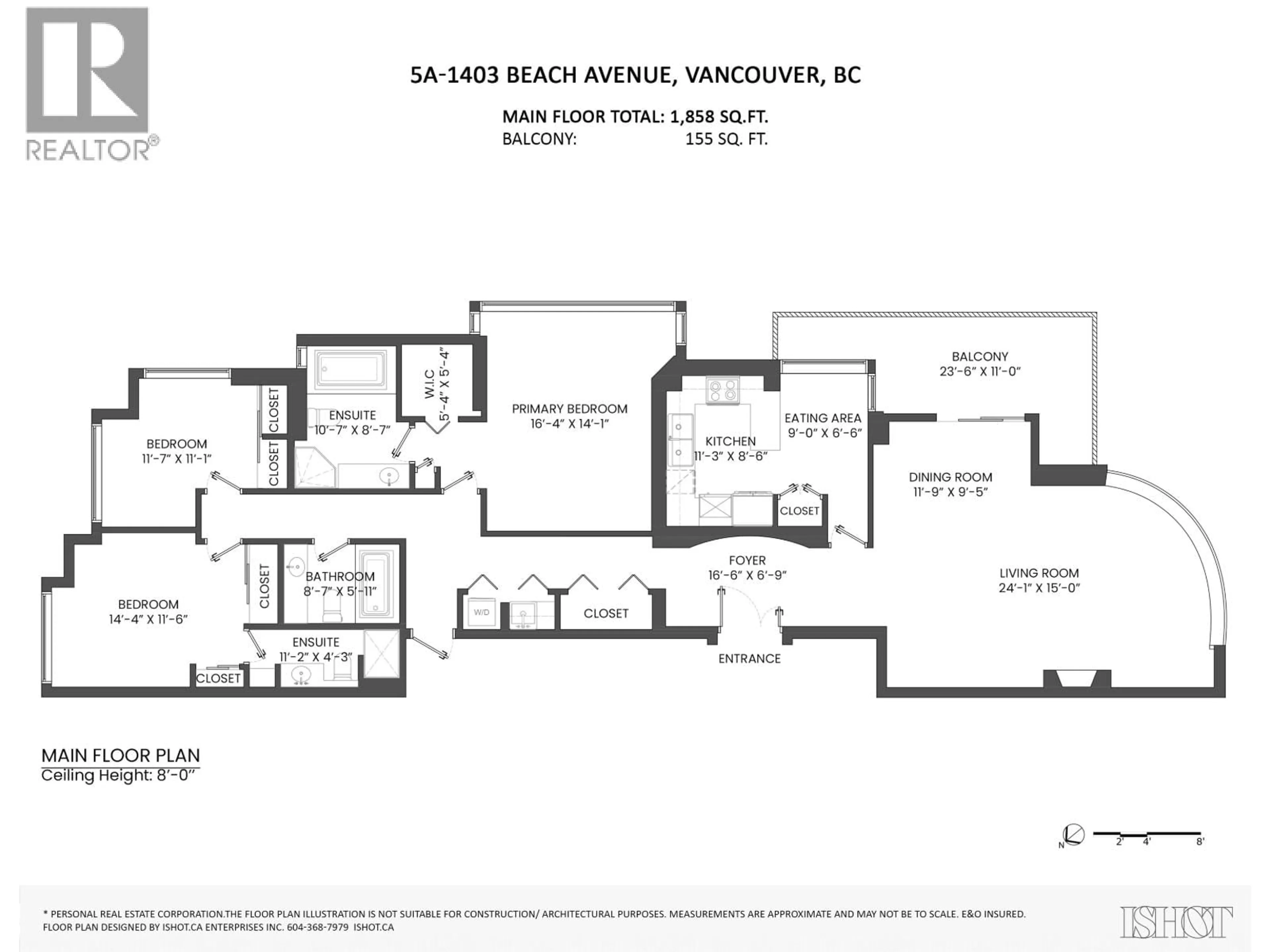 Floor plan for 5A - 1403 BEACH AVENUE, Vancouver British Columbia V6G1Y3