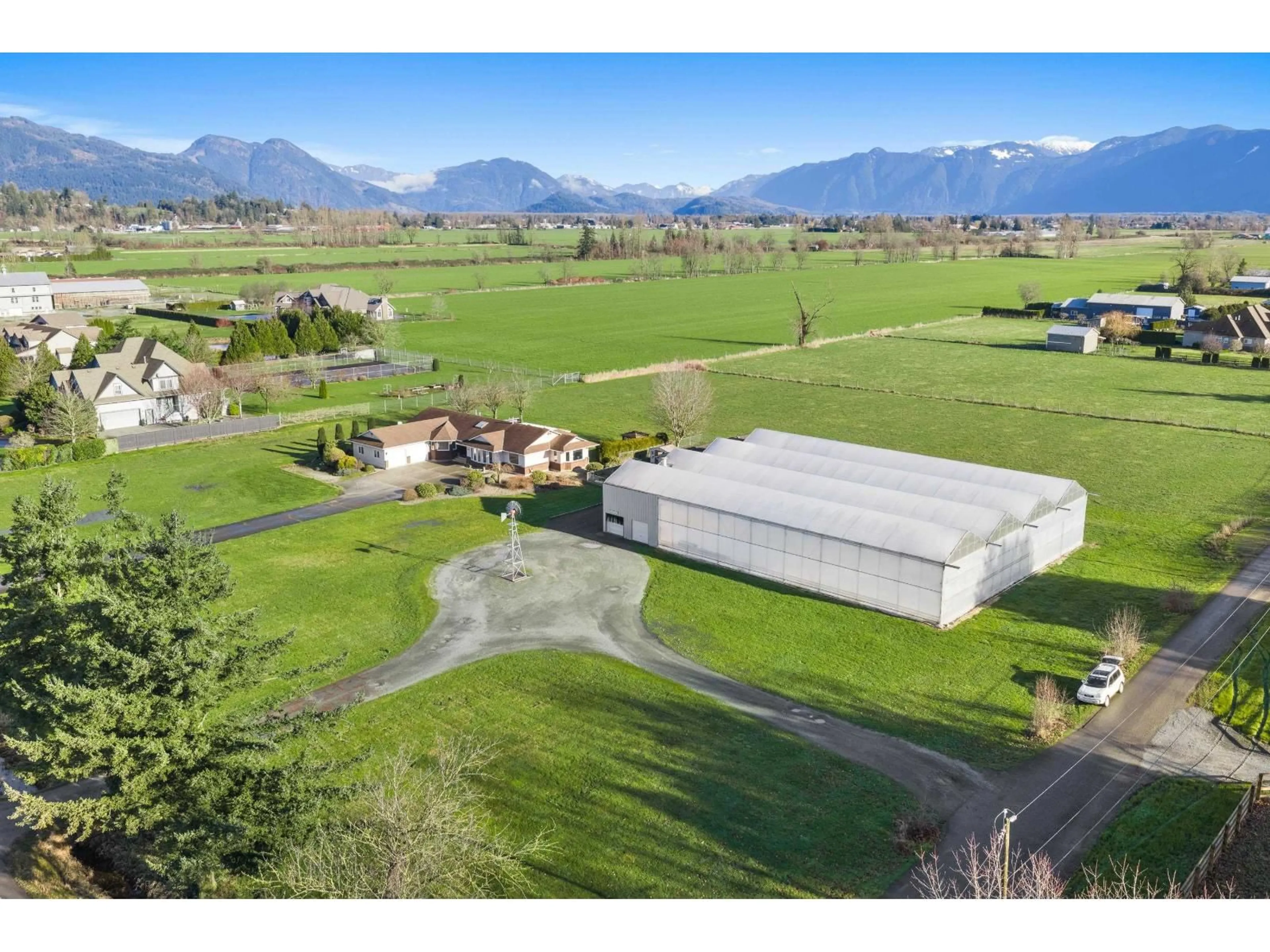 A pic from outside/outdoor area/front of a property/back of a property/a pic from drone, mountain view for 8980 PREST ROAD, Chilliwack British Columbia V2P8C9