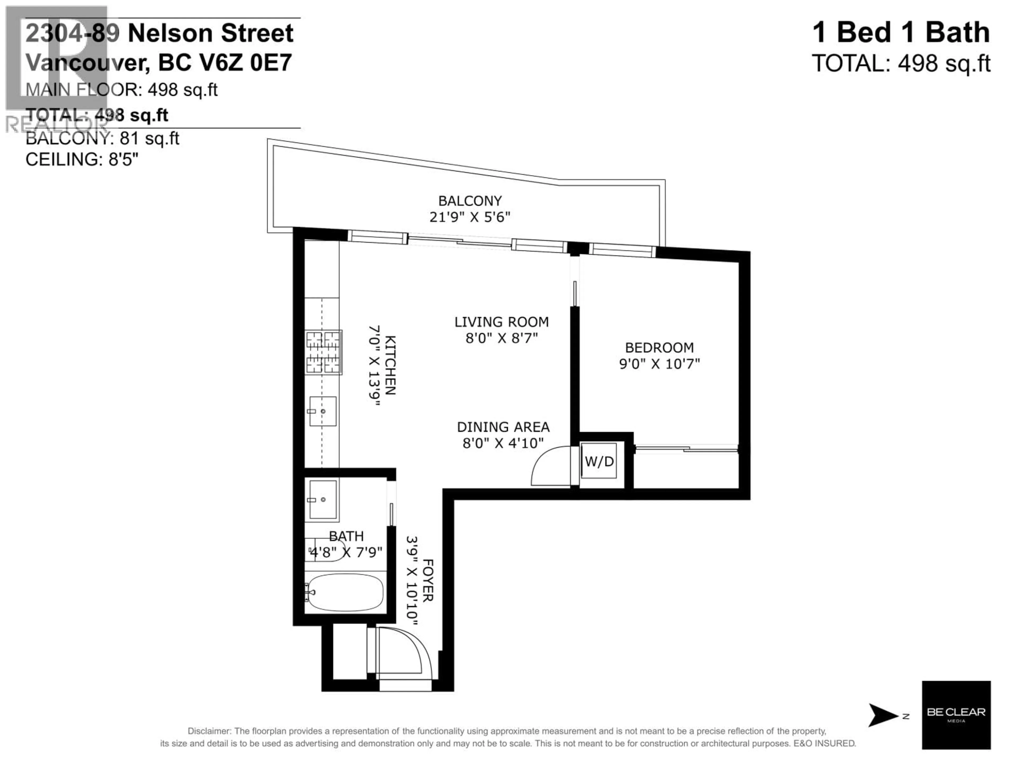 Floor plan for 2304 - 89 NELSON STREET, Vancouver British Columbia V6Z0E7