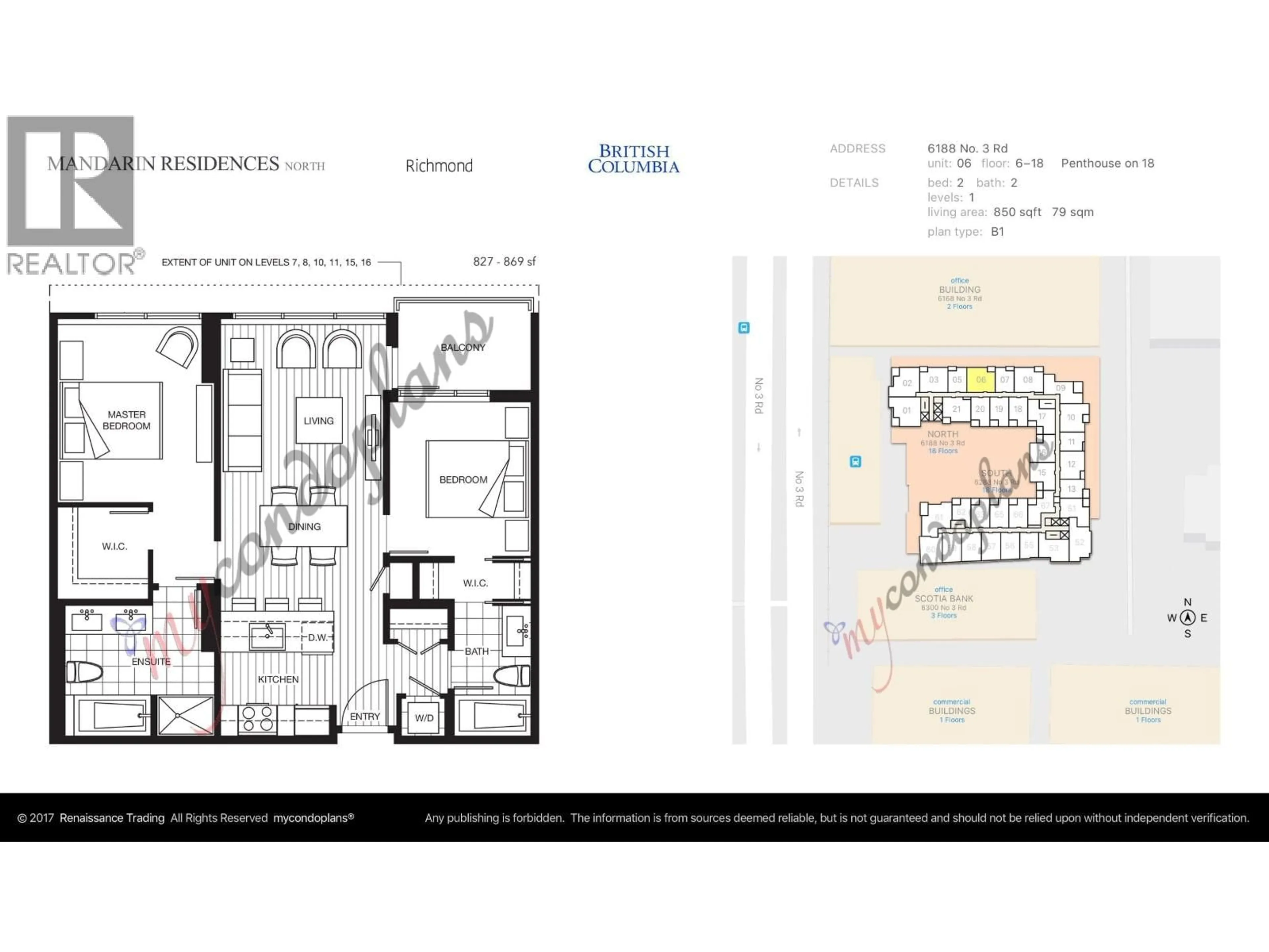 Floor plan for 1506 - 6188 NO. 3 ROAD, Richmond British Columbia V6Y0J3