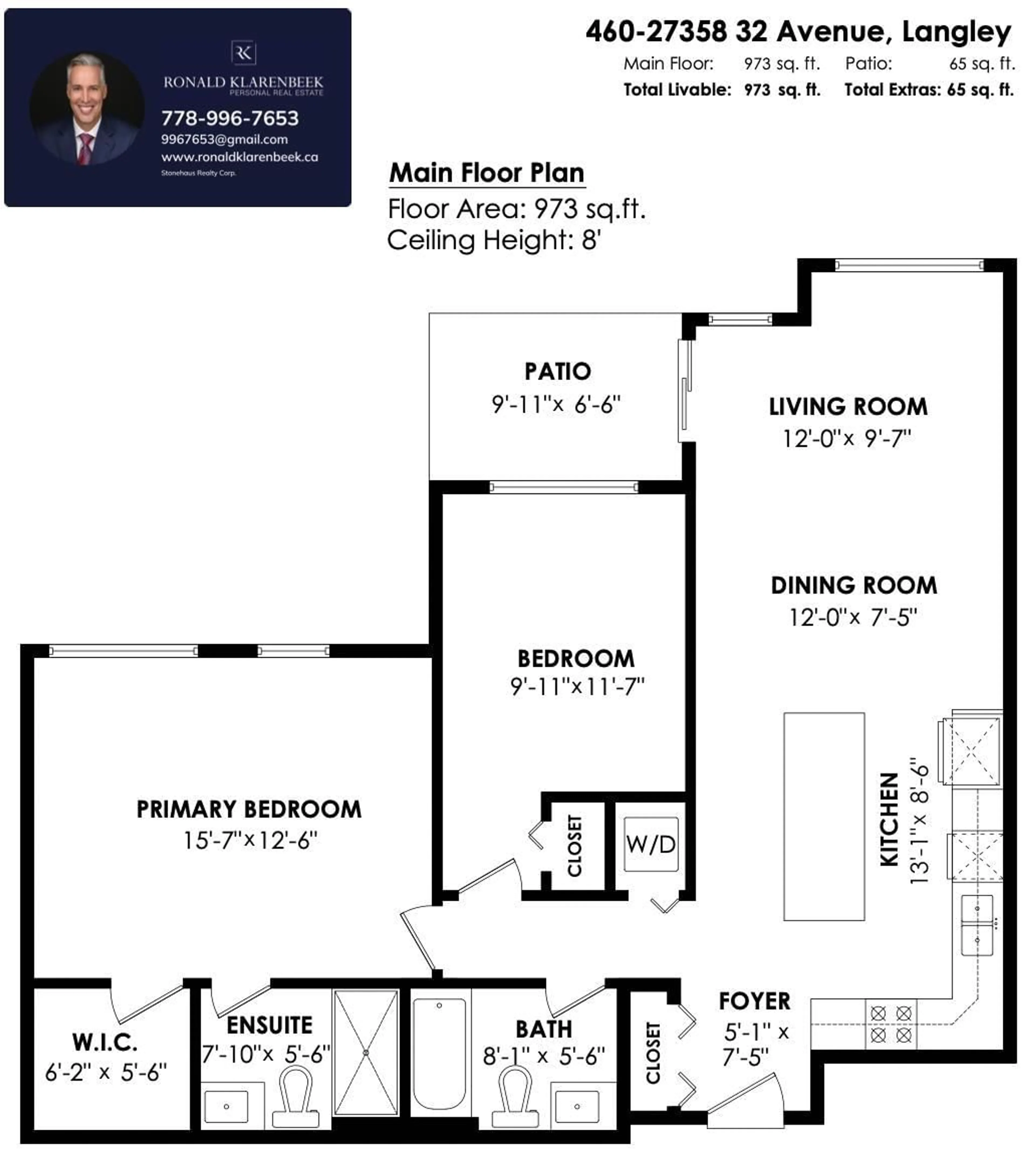 Floor plan for 460 - 27358 32 AVENUE, Langley British Columbia V4W3M5
