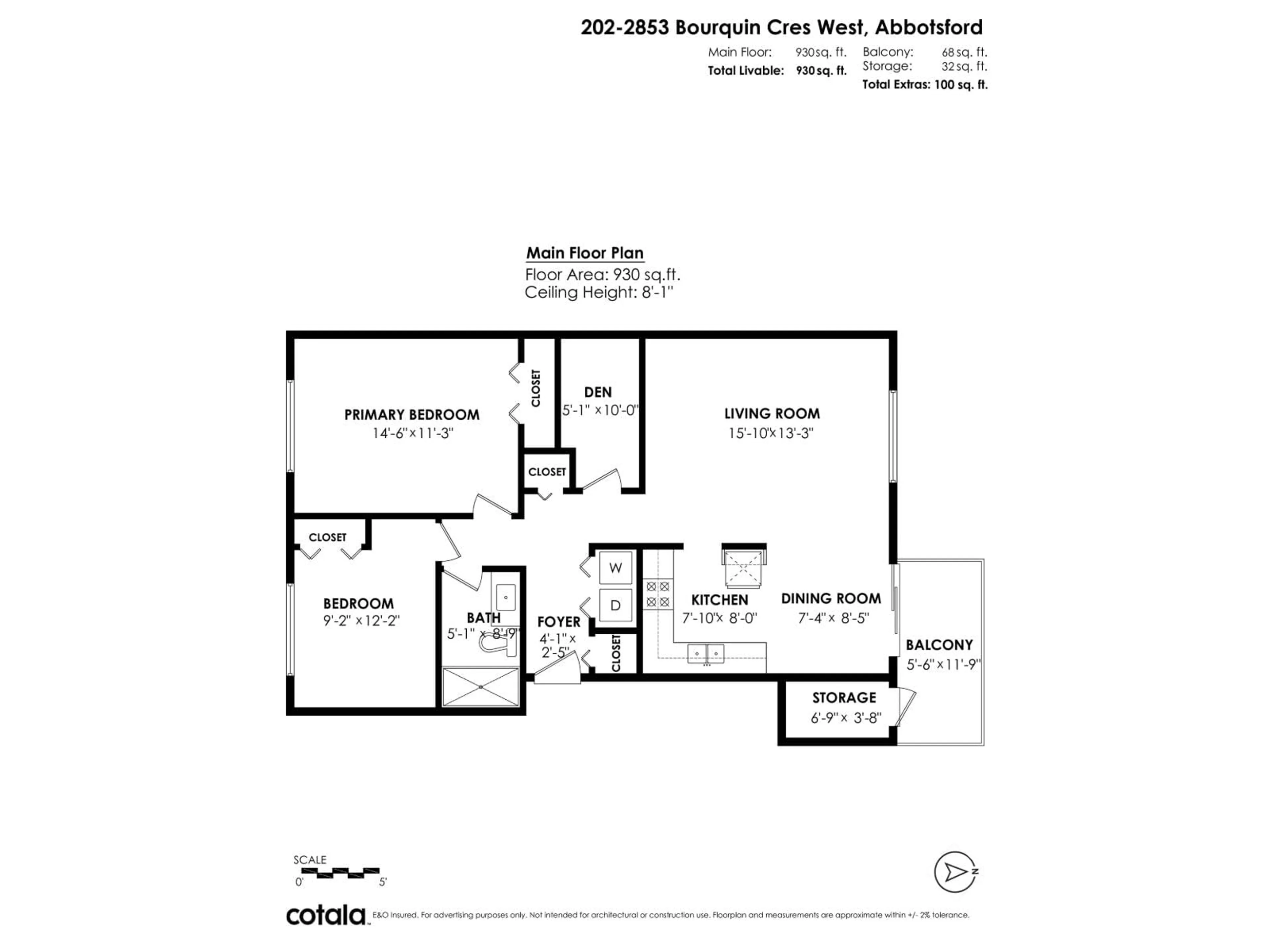 Floor plan for 202 - 2853 BOURQUIN CRESCENT, Abbotsford British Columbia V2S6H6