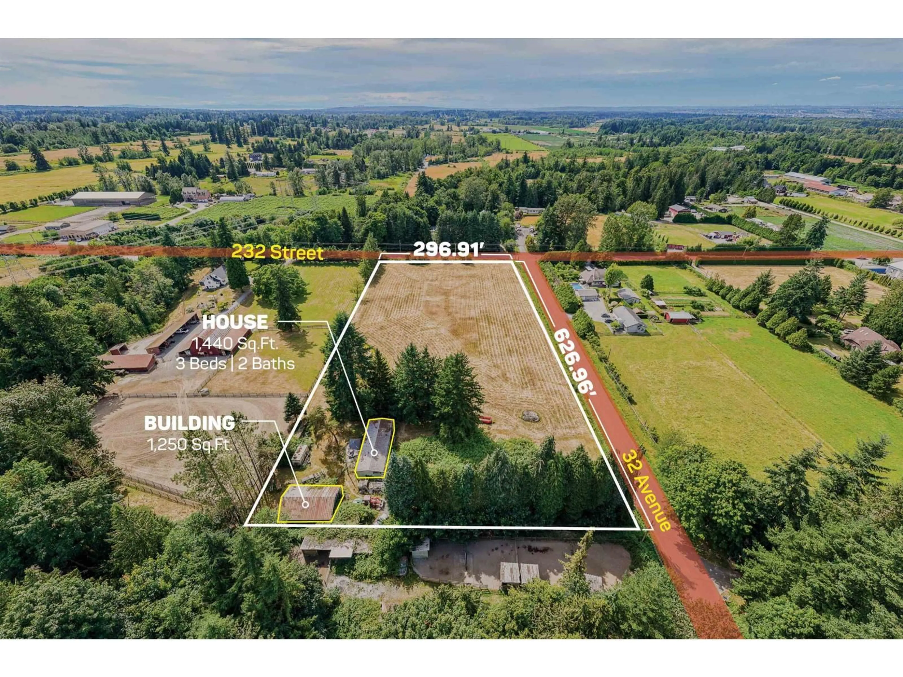 A pic from outside/outdoor area/front of a property/back of a property/a pic from drone, water/lake/river/ocean view for 23296 32 AVENUE, Langley British Columbia V2Z2J1