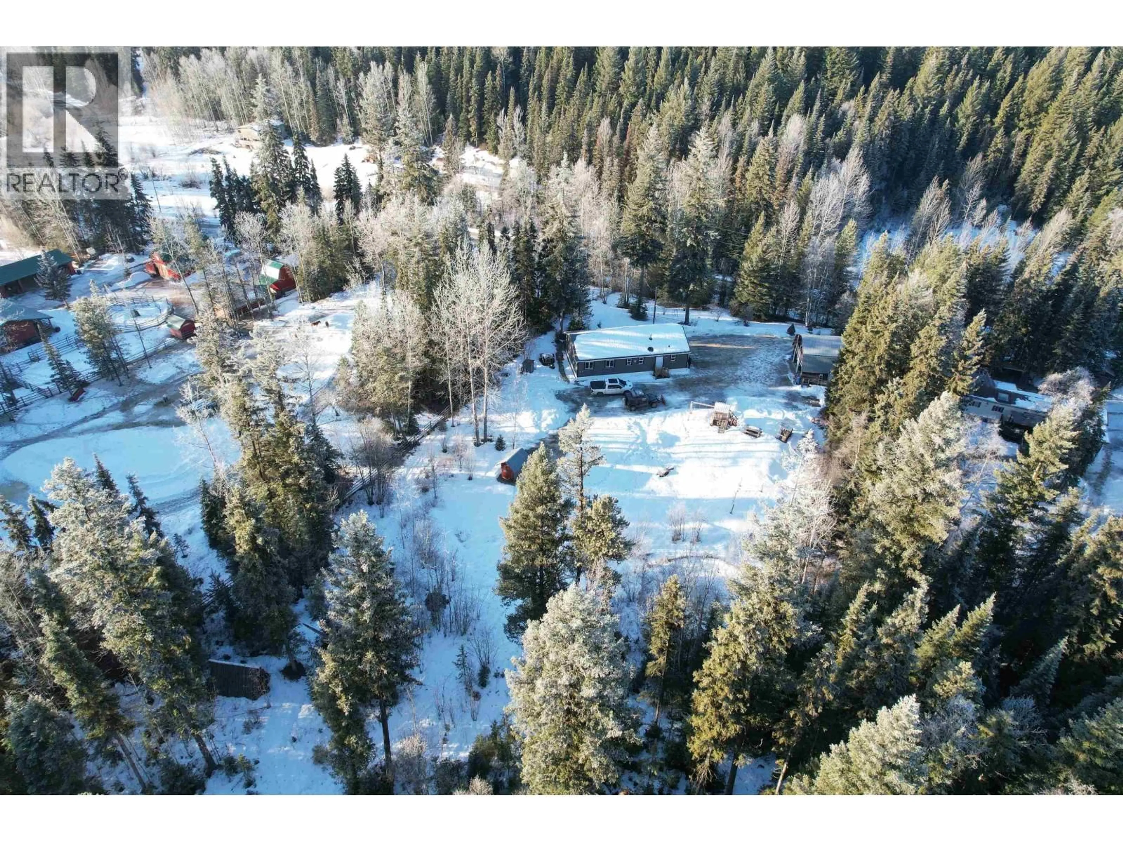 A pic from outside/outdoor area/front of a property/back of a property/a pic from drone, forest/trees view for 3972 MCLEAN ROAD, Quesnel British Columbia V2J6V5