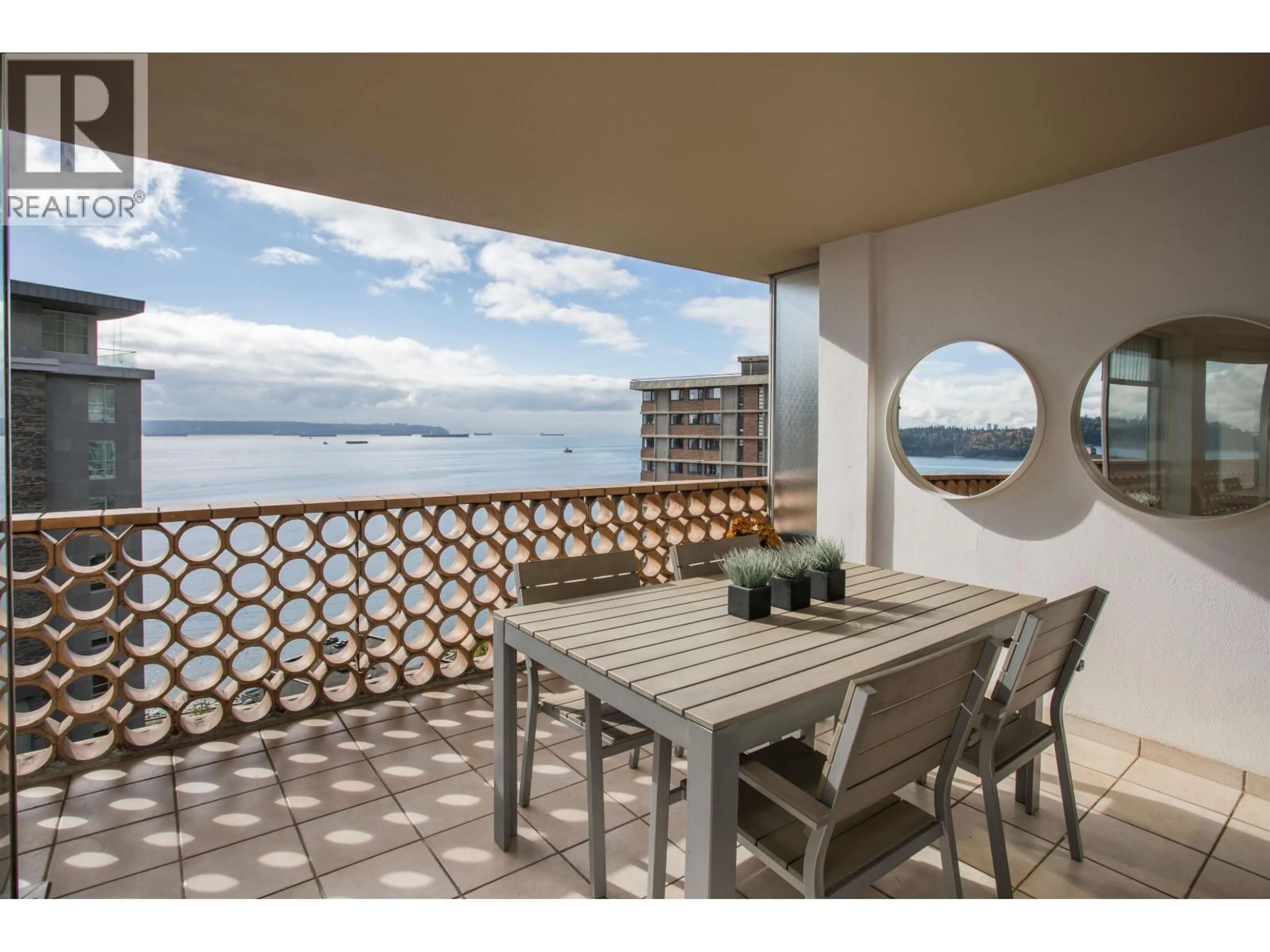 Balcony in the apartment, water/lake/river/ocean view for 902 - 2135 ARGYLE AVENUE, West Vancouver British Columbia V7V1A5