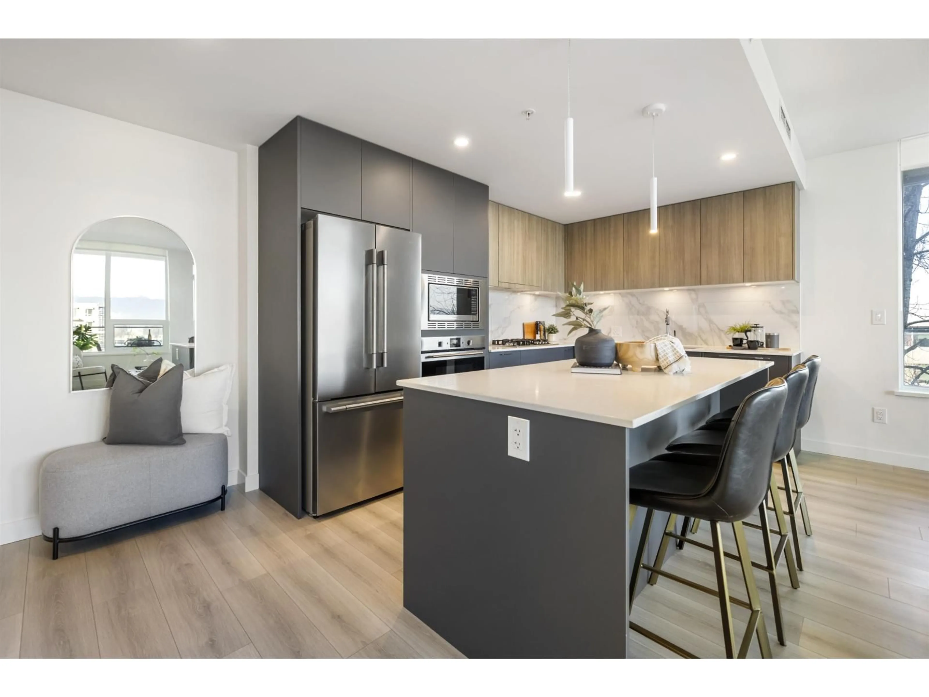 Open concept kitchen, wood/laminate floor for A303 - 20065 85 AVENUE, Langley British Columbia V2Y3Y5