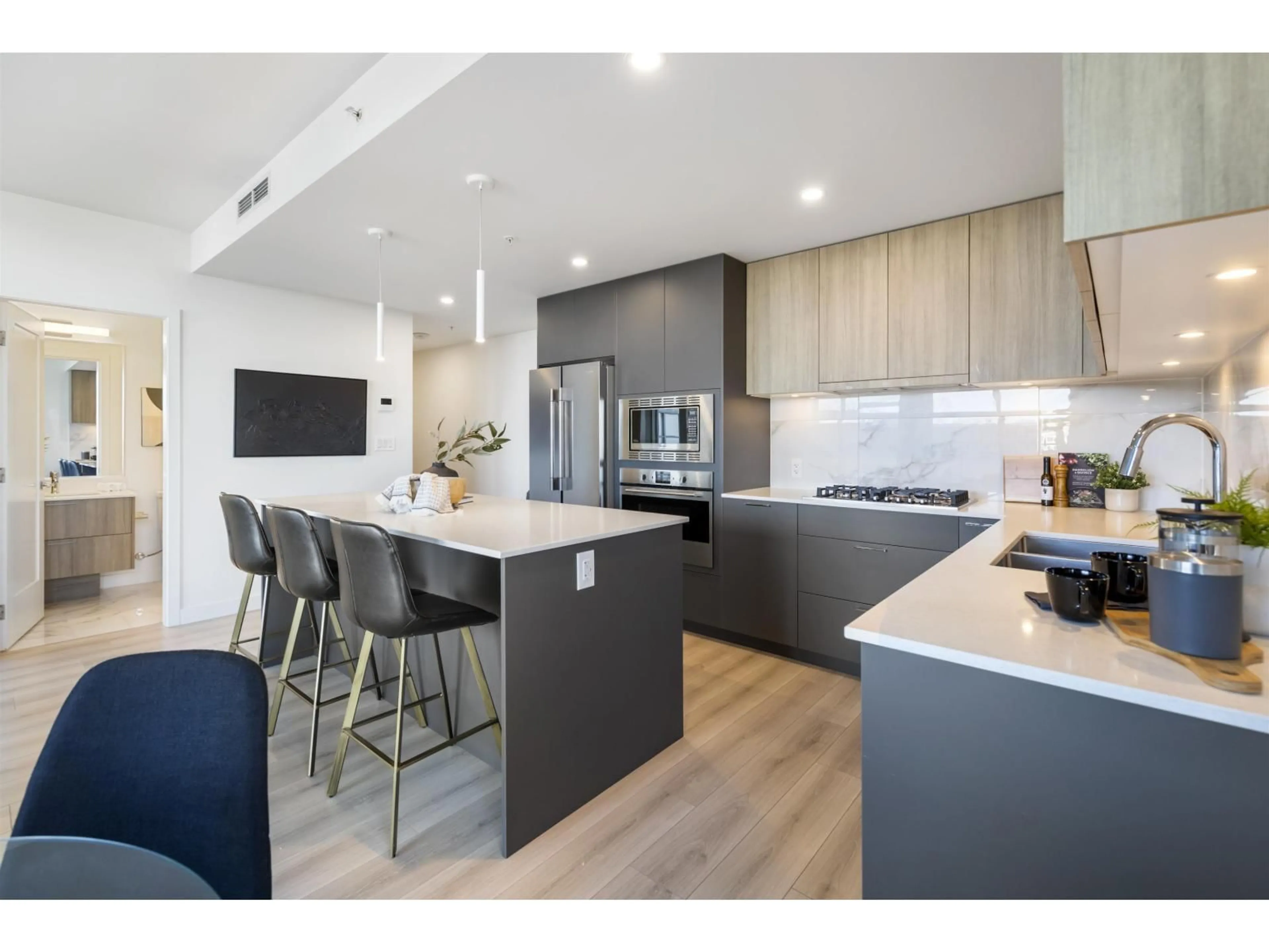 Open concept kitchen, wood/laminate floor for A303 - 20065 85 AVENUE, Langley British Columbia V2Y3Y5