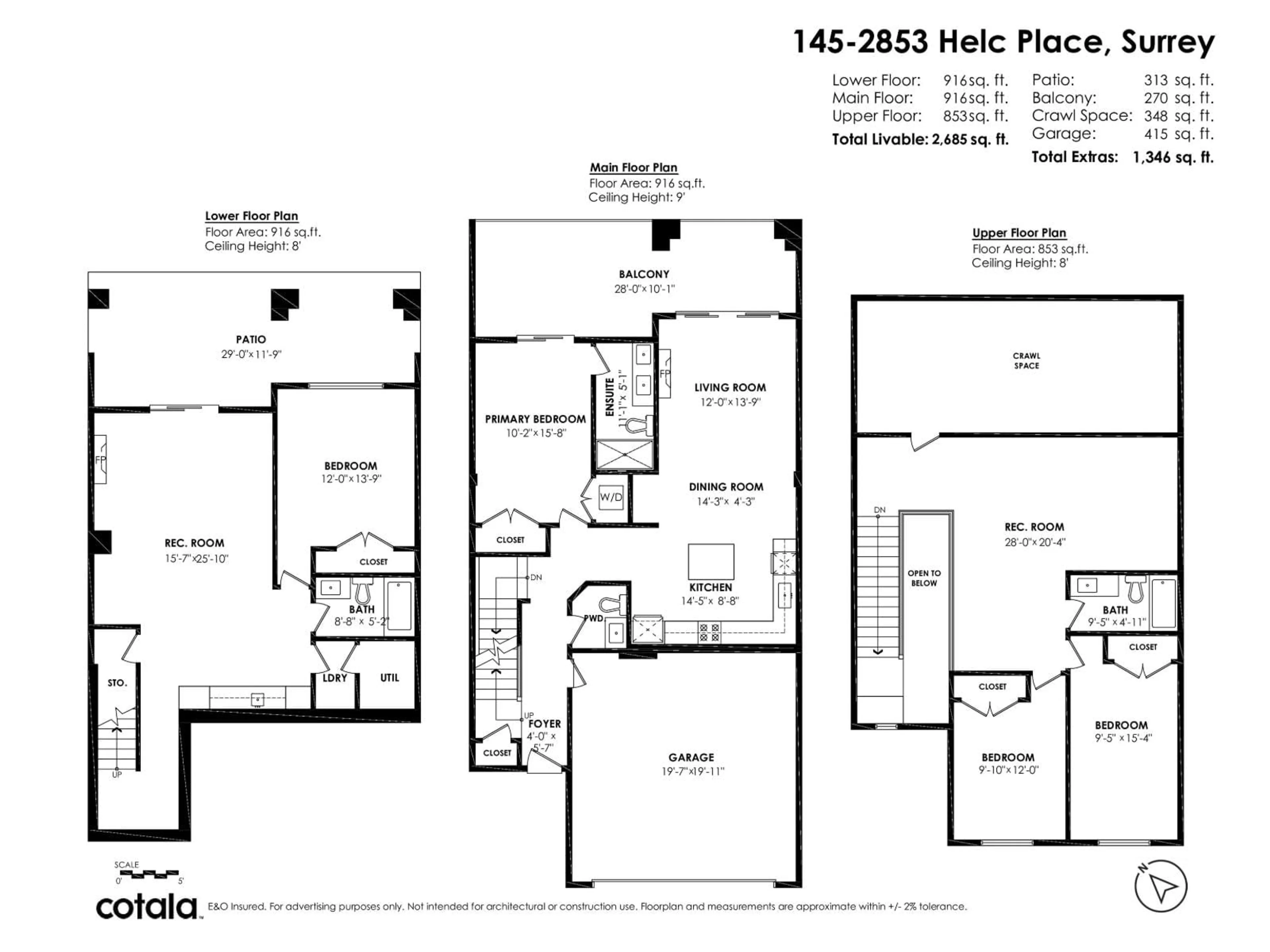 Floor plan for 145 - 2853 HELC PLACE, Surrey British Columbia V3Z0N5