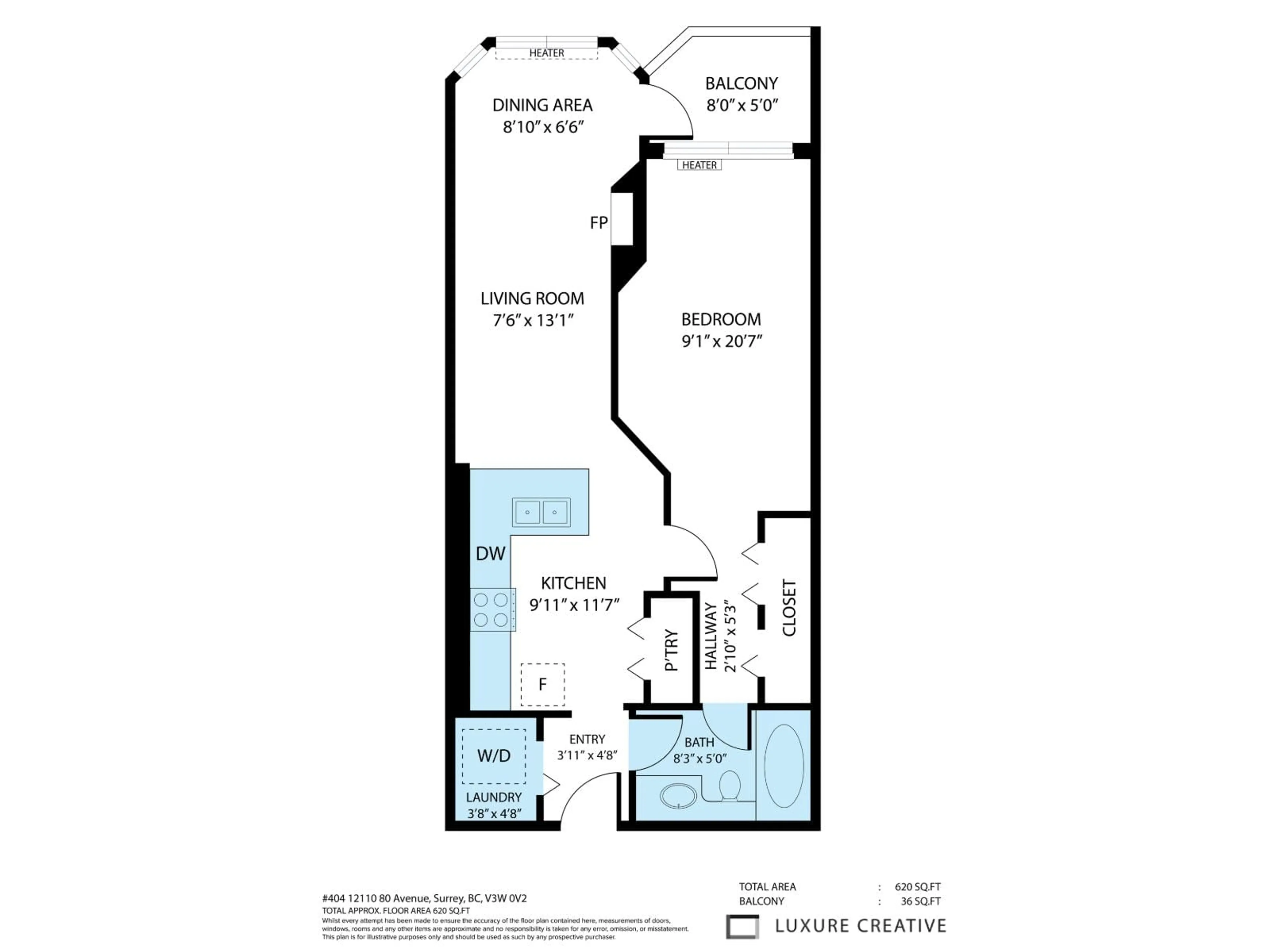 Floor plan for 404 - 12110 80TH AVENUE, Surrey British Columbia V3W0V2