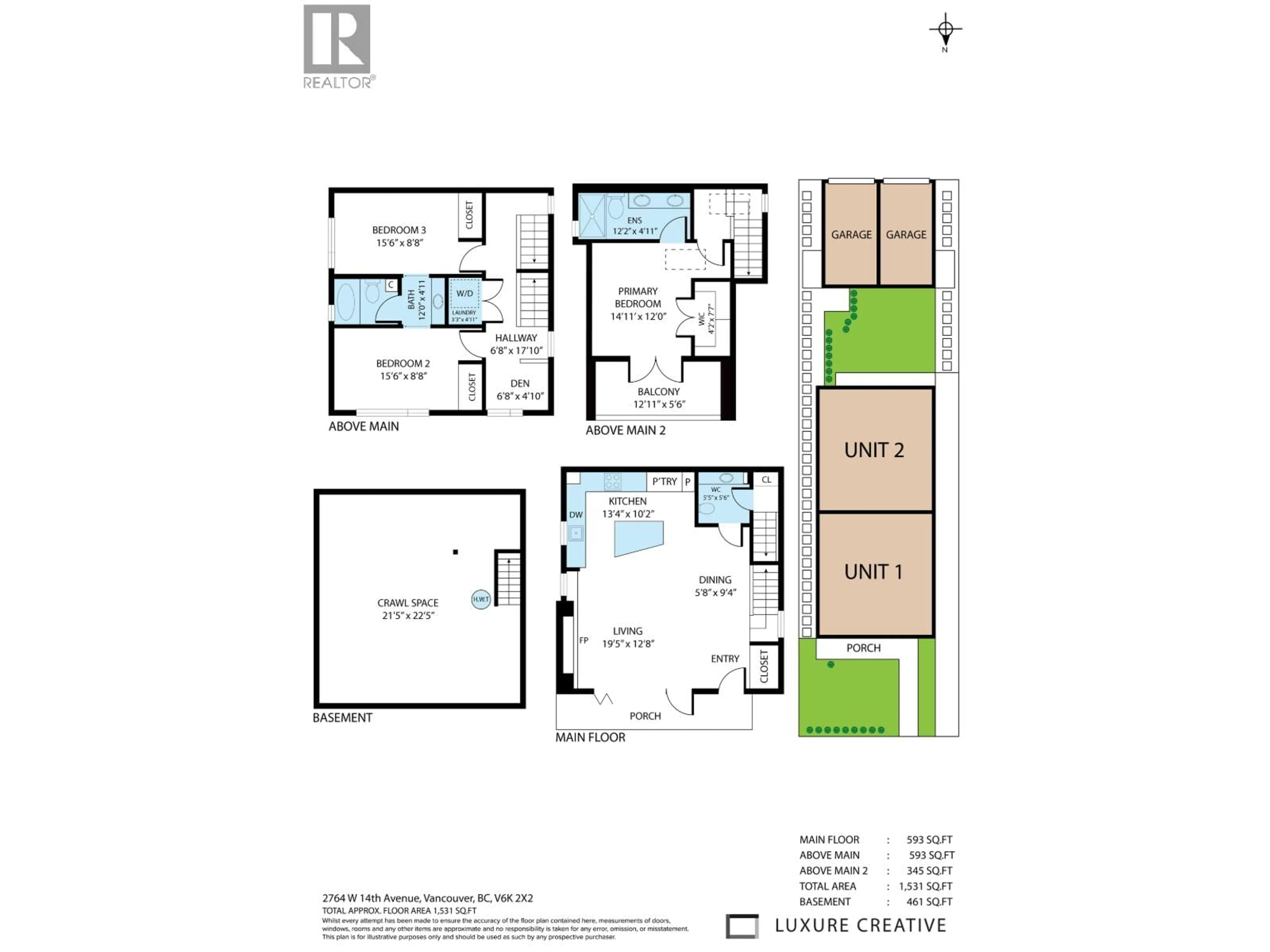 Floor plan for 1 - 2764 14TH AVENUE, Vancouver British Columbia V6K2X2