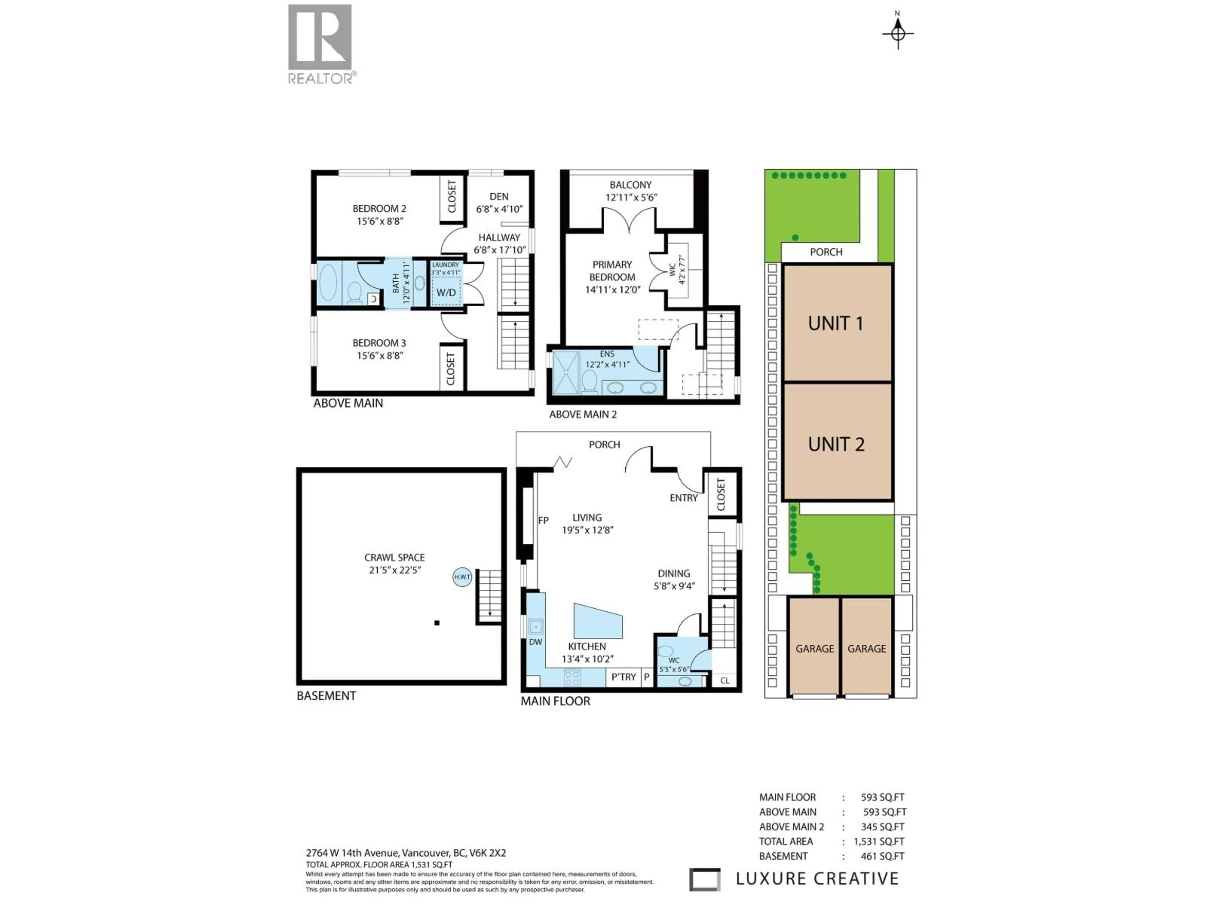 Floor plan for 2 - 2764 14TH AVENUE, Vancouver British Columbia V6K2X2