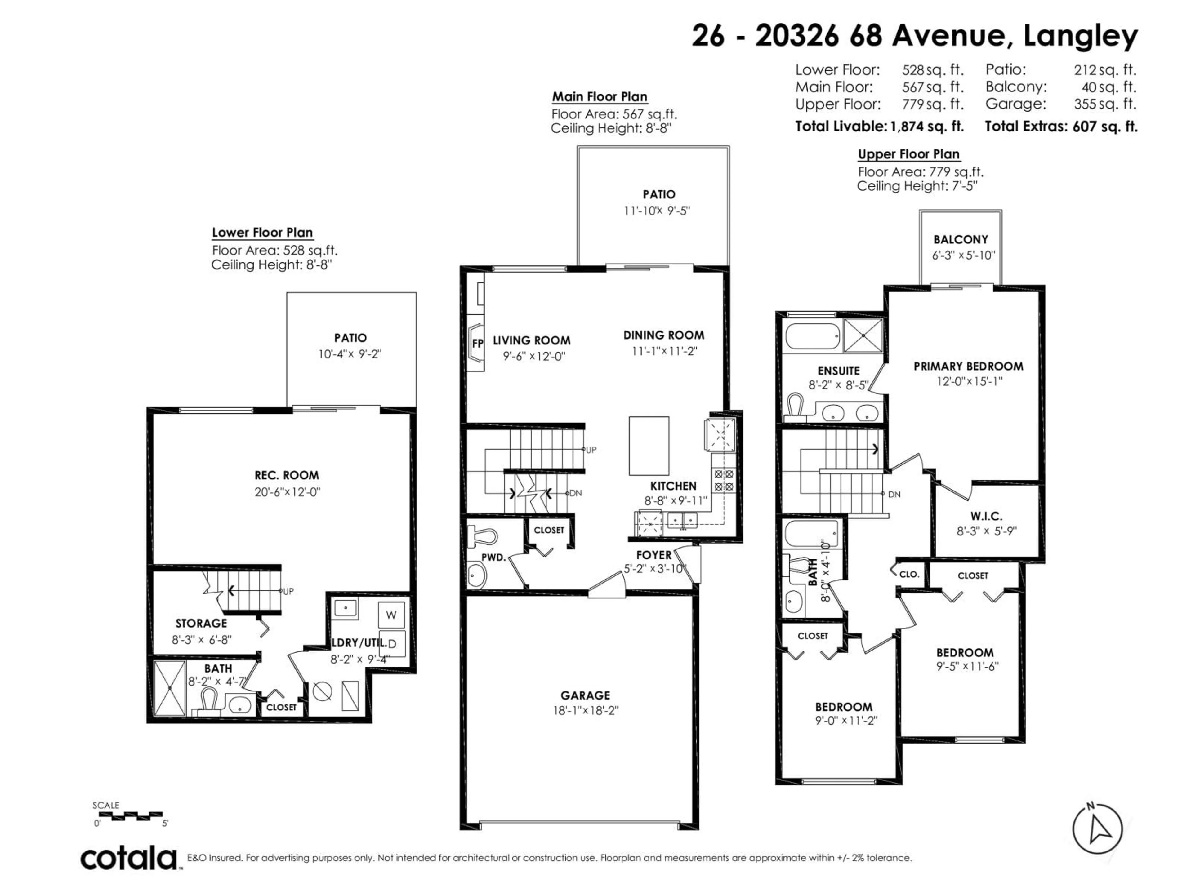Floor plan for 26 - 20326 68 AVENUE, Langley British Columbia V2Y0E3