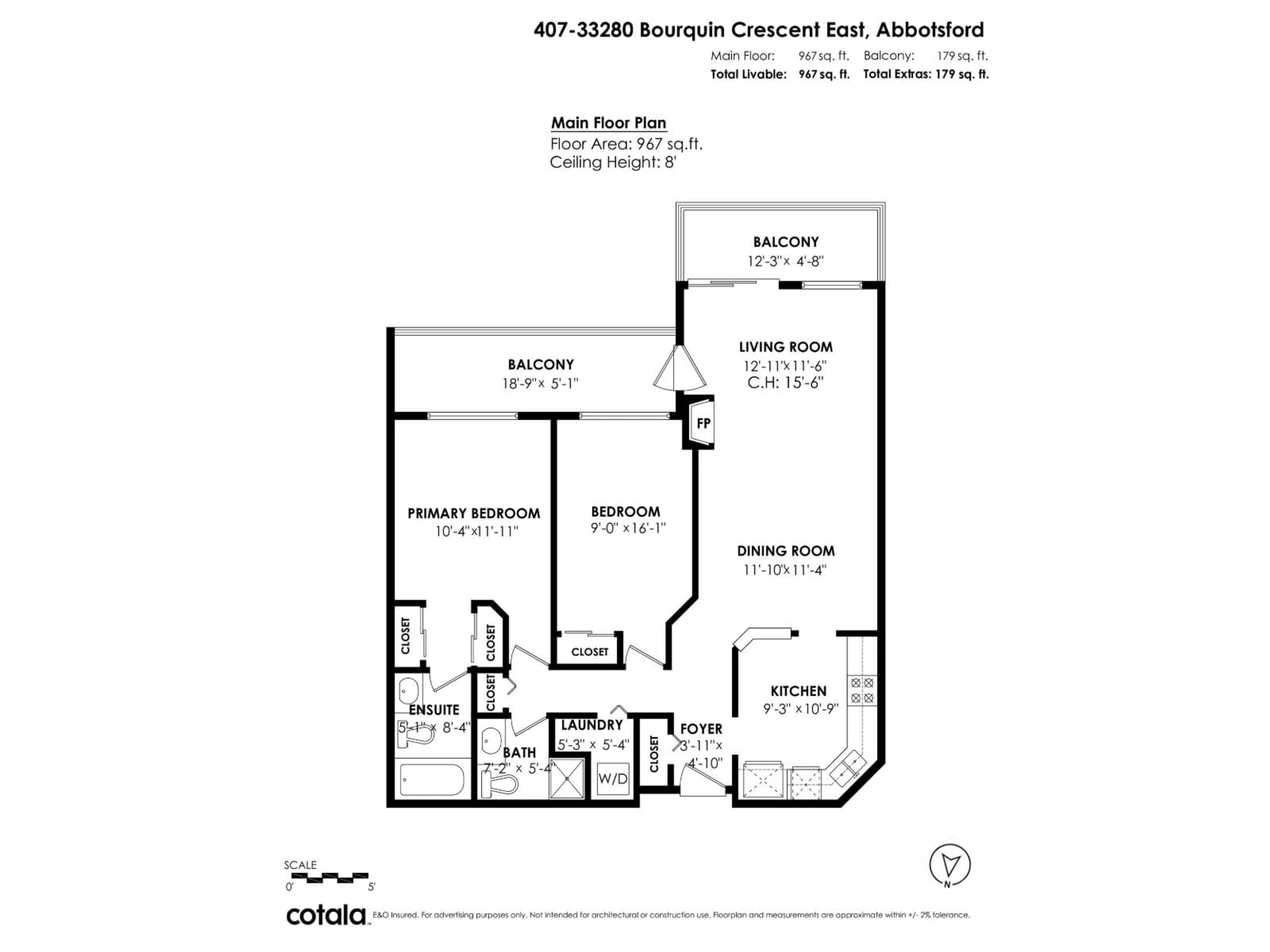 Floor plan for 407 - 33280 BOURQUIN CRESCENT EAST CRESCENT, Abbotsford British Columbia V2S7K2