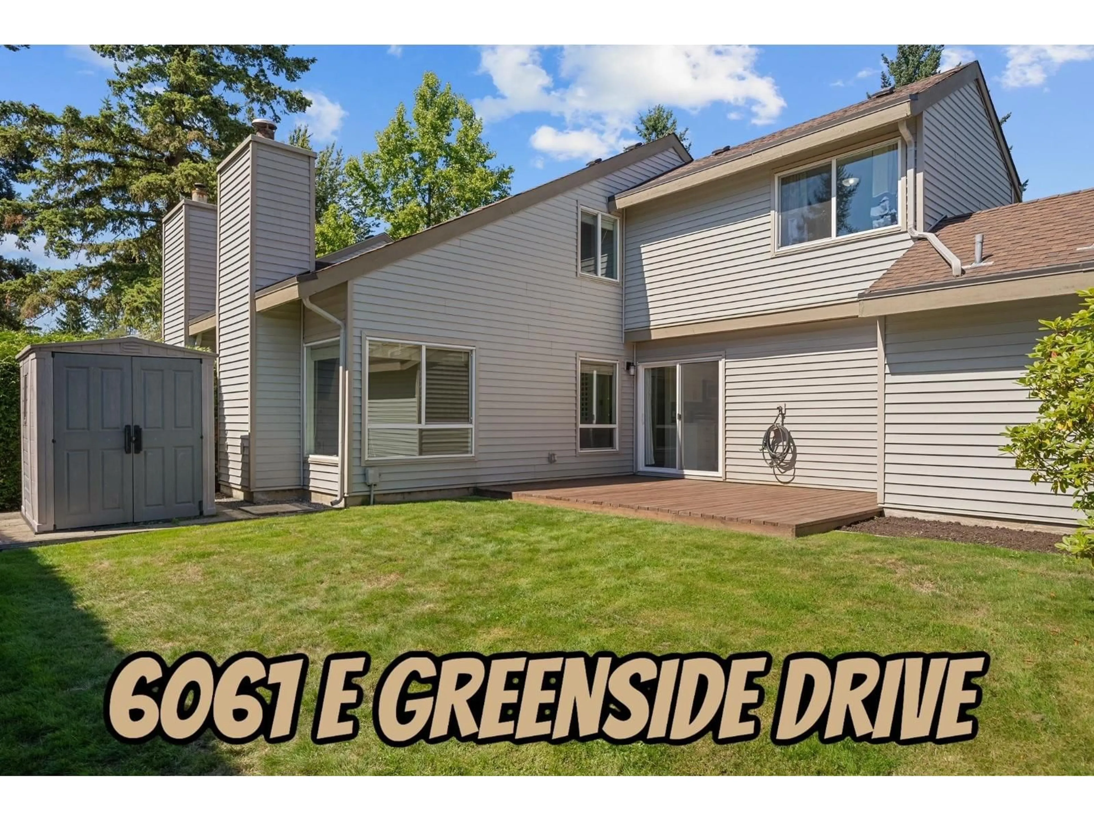 A pic from outside/outdoor area/front of a property/back of a property/a pic from drone, street for 6061 GREENSIDE DRIVE EAST, Surrey British Columbia V3S5M8