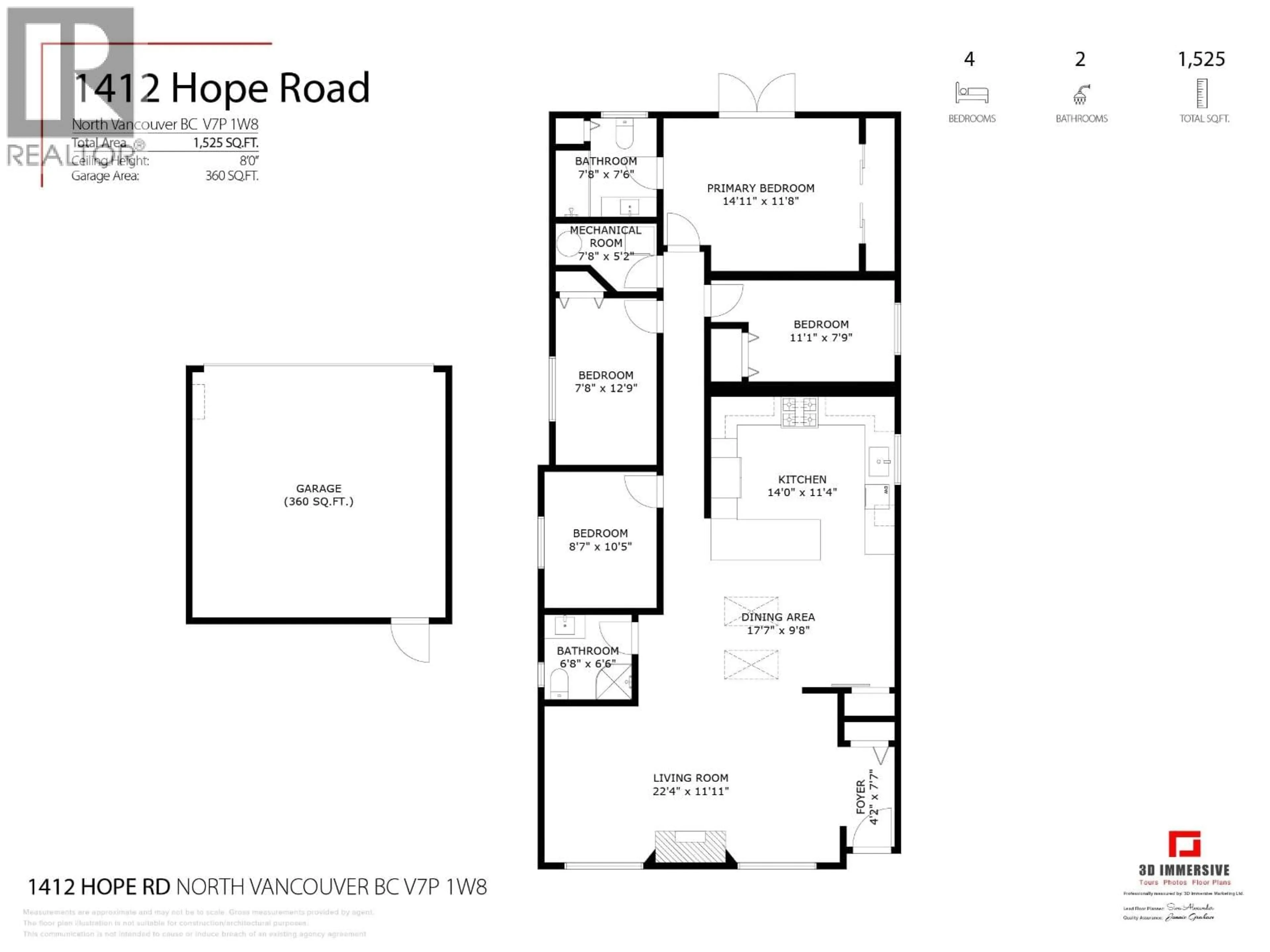 Floor plan for 1412 HOPE ROAD, North Vancouver British Columbia V7P1W8