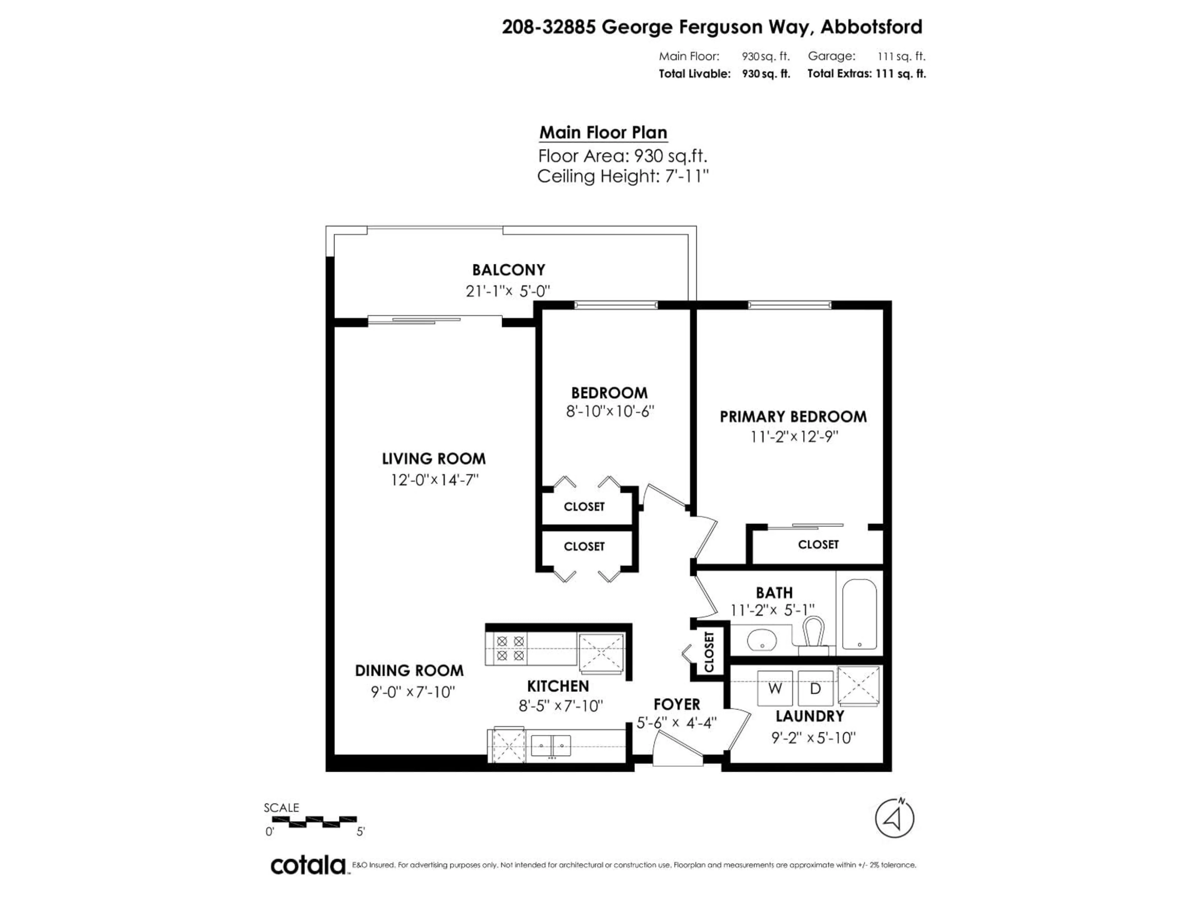 Floor plan for 208 - 32885 GEORGE FERGUSON WAY, Abbotsford British Columbia V2S7X1