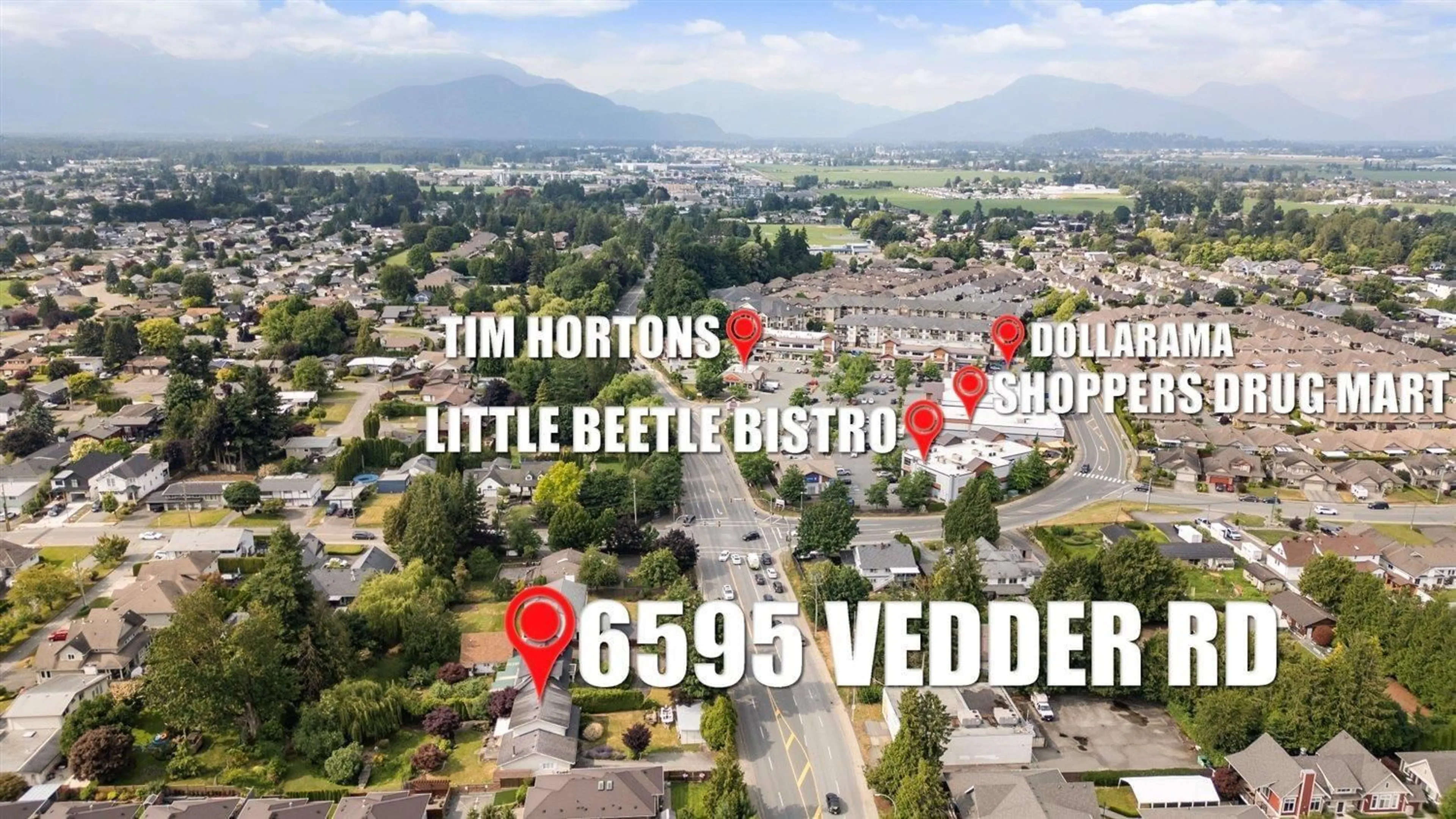 A pic from outside/outdoor area/front of a property/back of a property/a pic from drone, mountain view for 6595 VEDDER ROAD, Chilliwack British Columbia V2R1C9