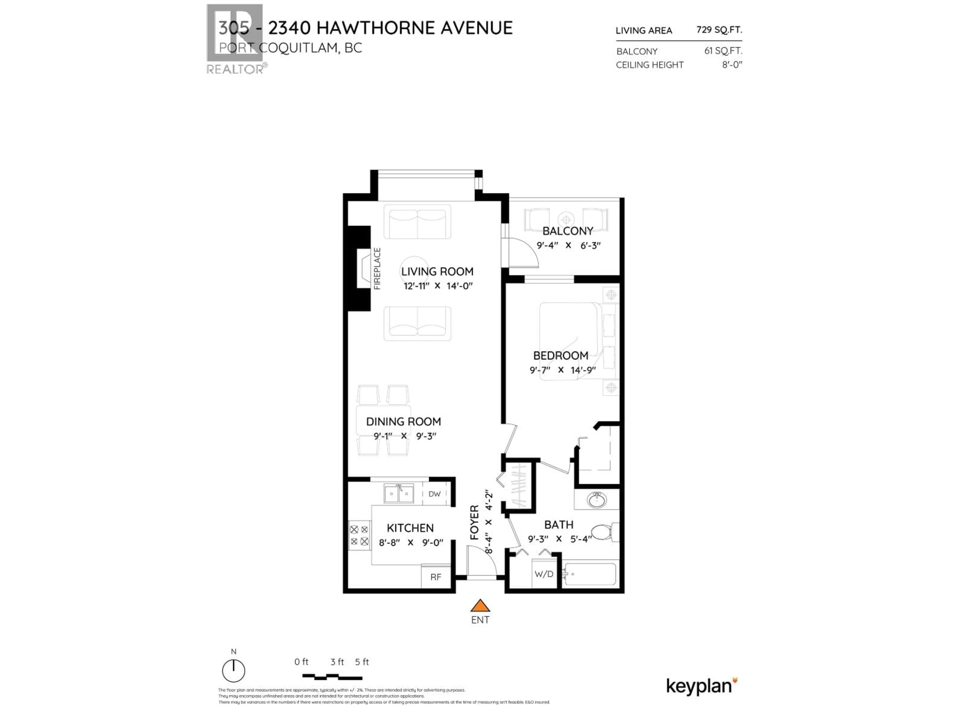 Floor plan for 305 - 2340 HAWTHORNE AVENUE, Port Coquitlam British Columbia V3C1W9