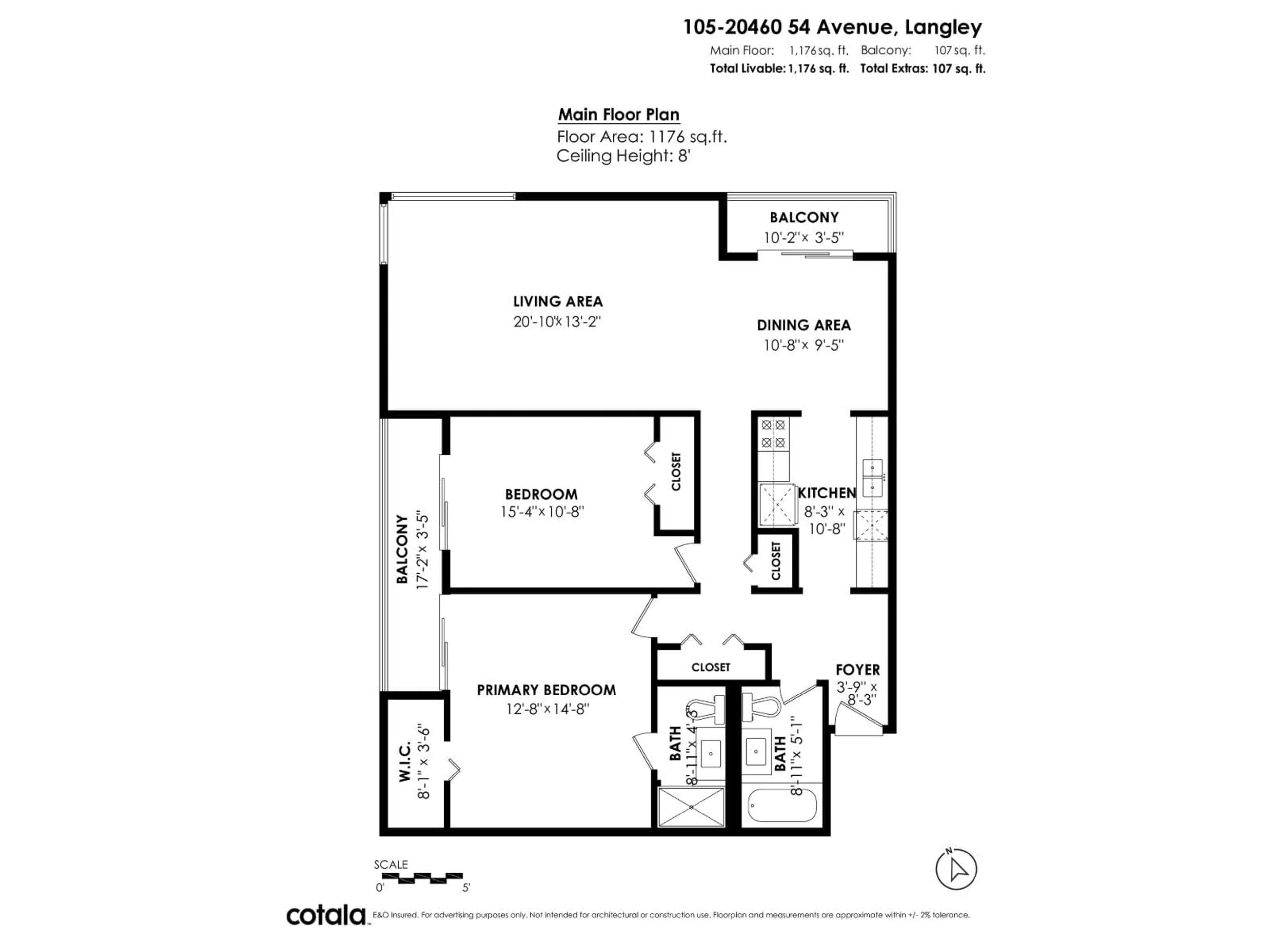 Floor plan for 105 - 20460 54TH AVENUE, Langley British Columbia V3A6N6