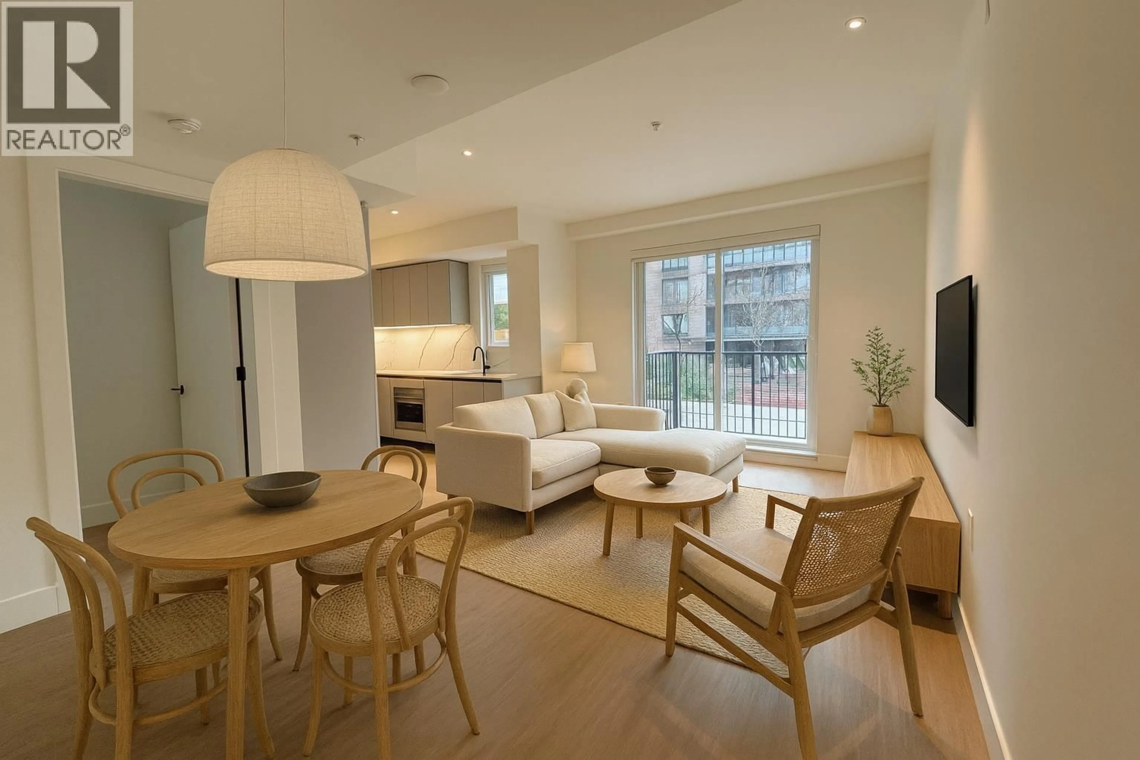 Living room with furniture, wood/laminate floor for 203 - 2235 BROADWAY, Vancouver British Columbia V5N0J5