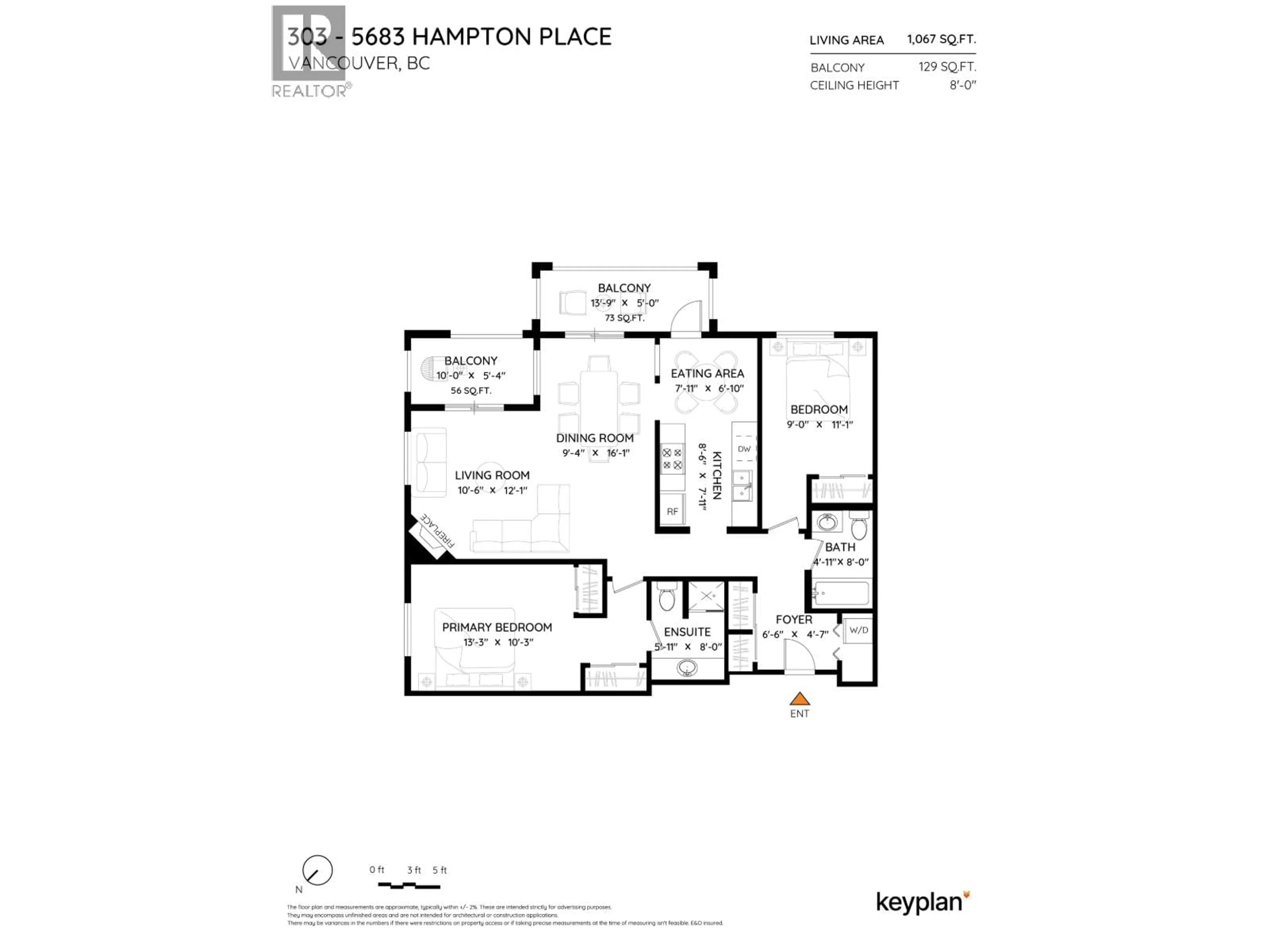Floor plan for 303 - 5683 HAMPTON PLACE, Vancouver British Columbia V6T2H3