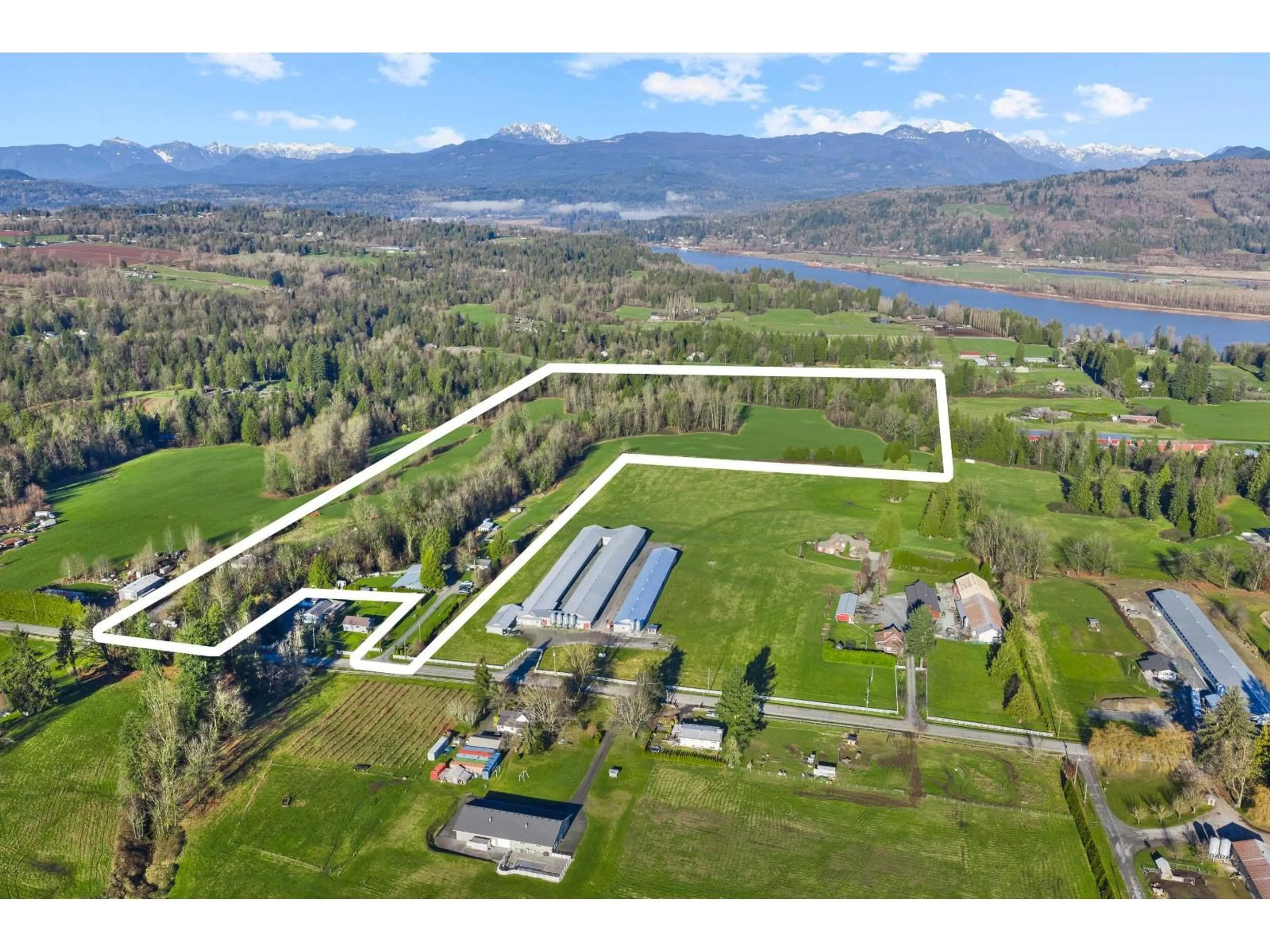 A pic from outside/outdoor area/front of a property/back of a property/a pic from drone, water/lake/river/ocean view for 30067 TAYLOR ROAD, Abbotsford British Columbia V4X2B3