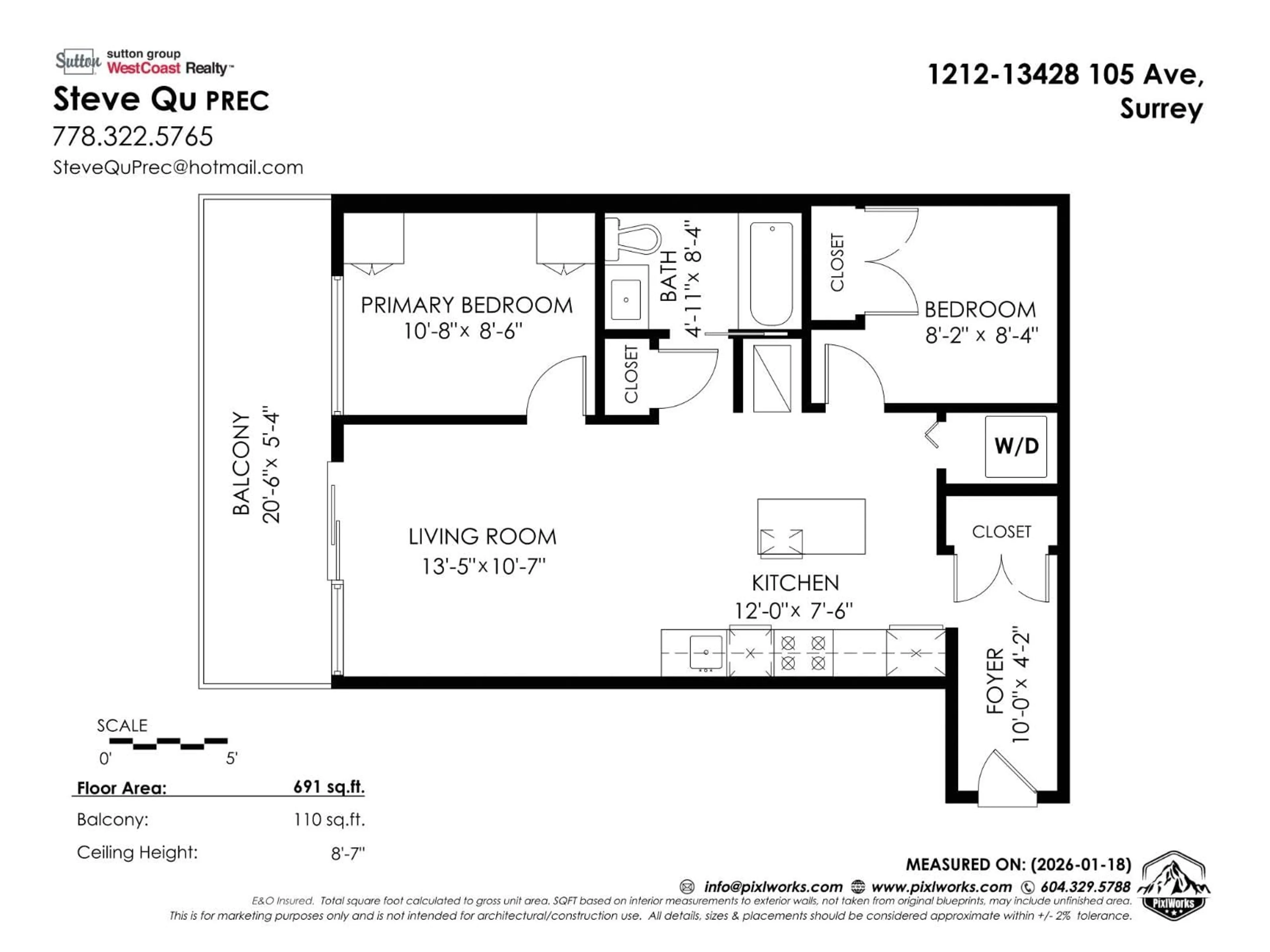 Floor plan for 1212 - 13428 105 AVENUE, Surrey British Columbia V3T0S6