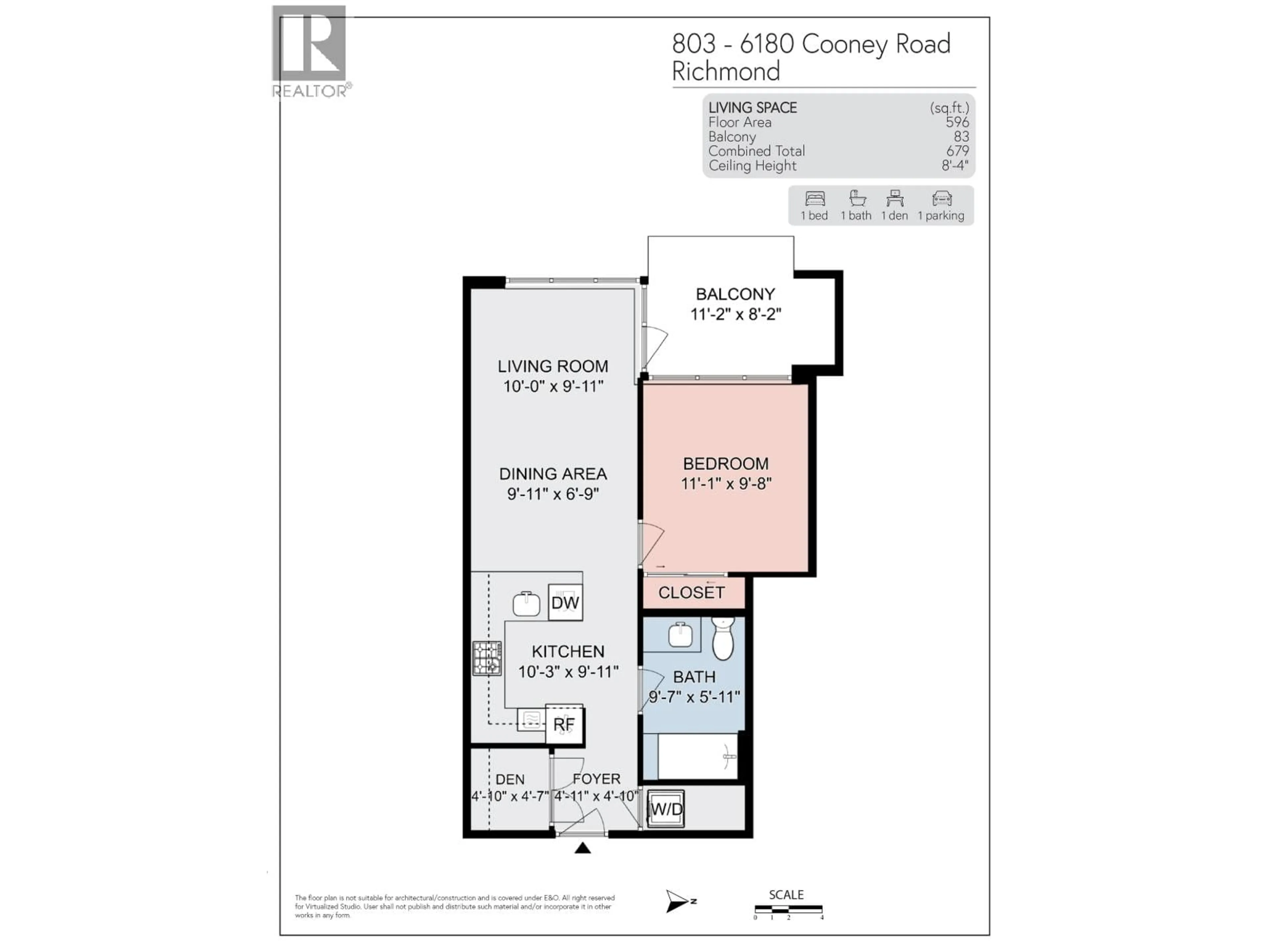 Floor plan for 803 - 6180 COONEY ROAD, Richmond British Columbia V6Y0H2
