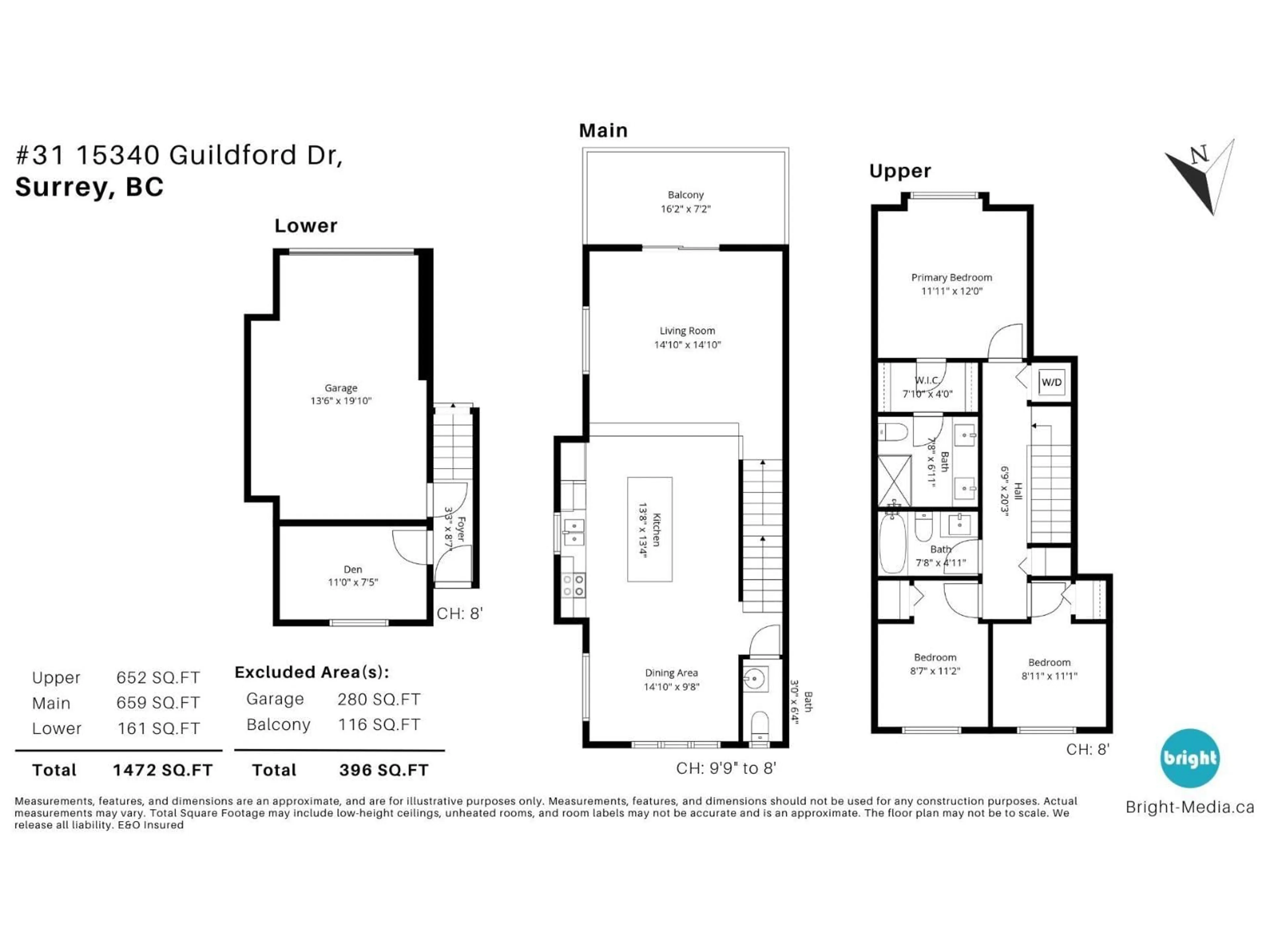 Floor plan for 31 - 15340 GUILDFORD DRIVE, Surrey British Columbia V3R0C9