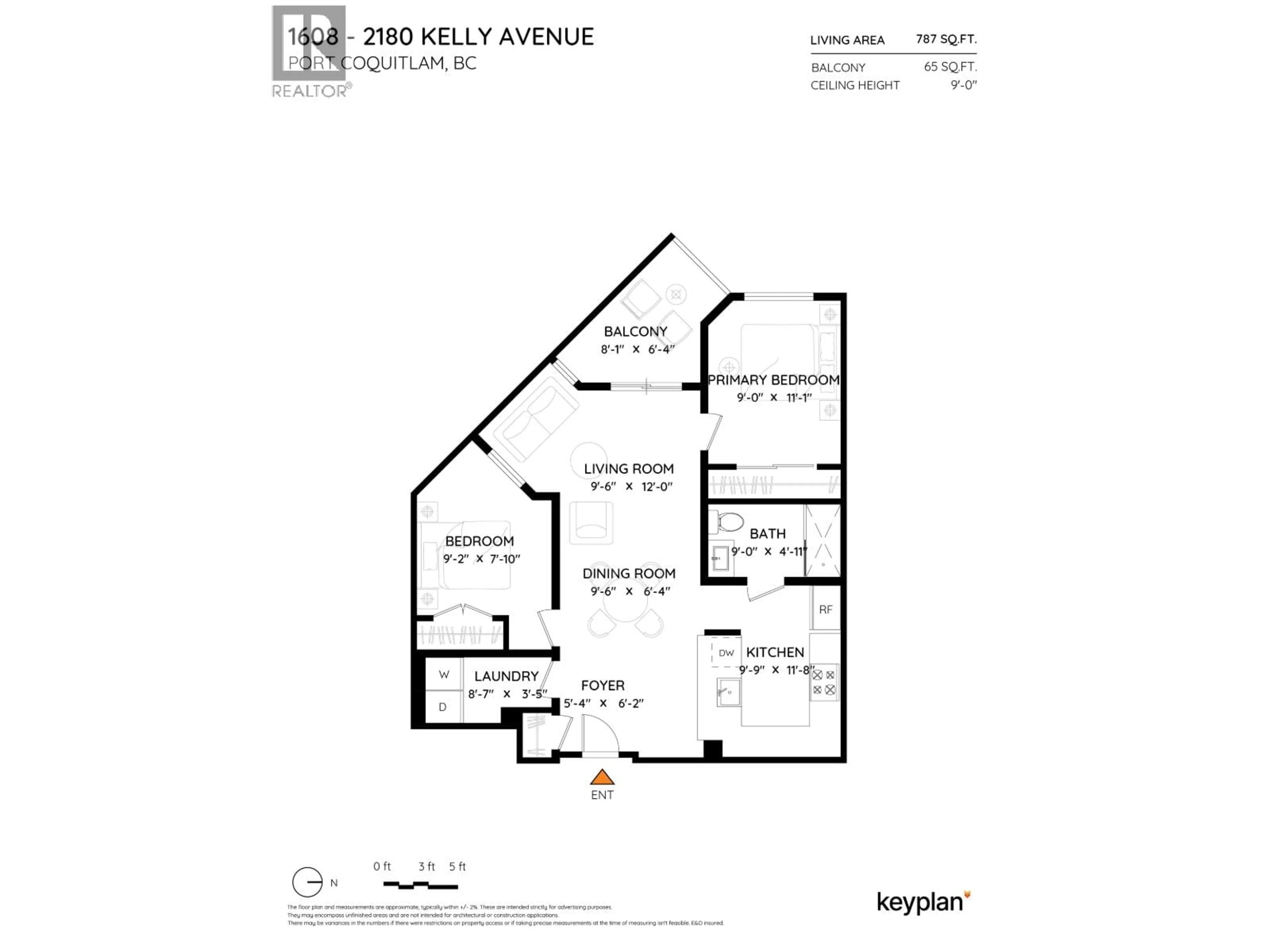 Floor plan for 1608 - 2180 KELLY AVENUE, Port Coquitlam British Columbia V3C0S6