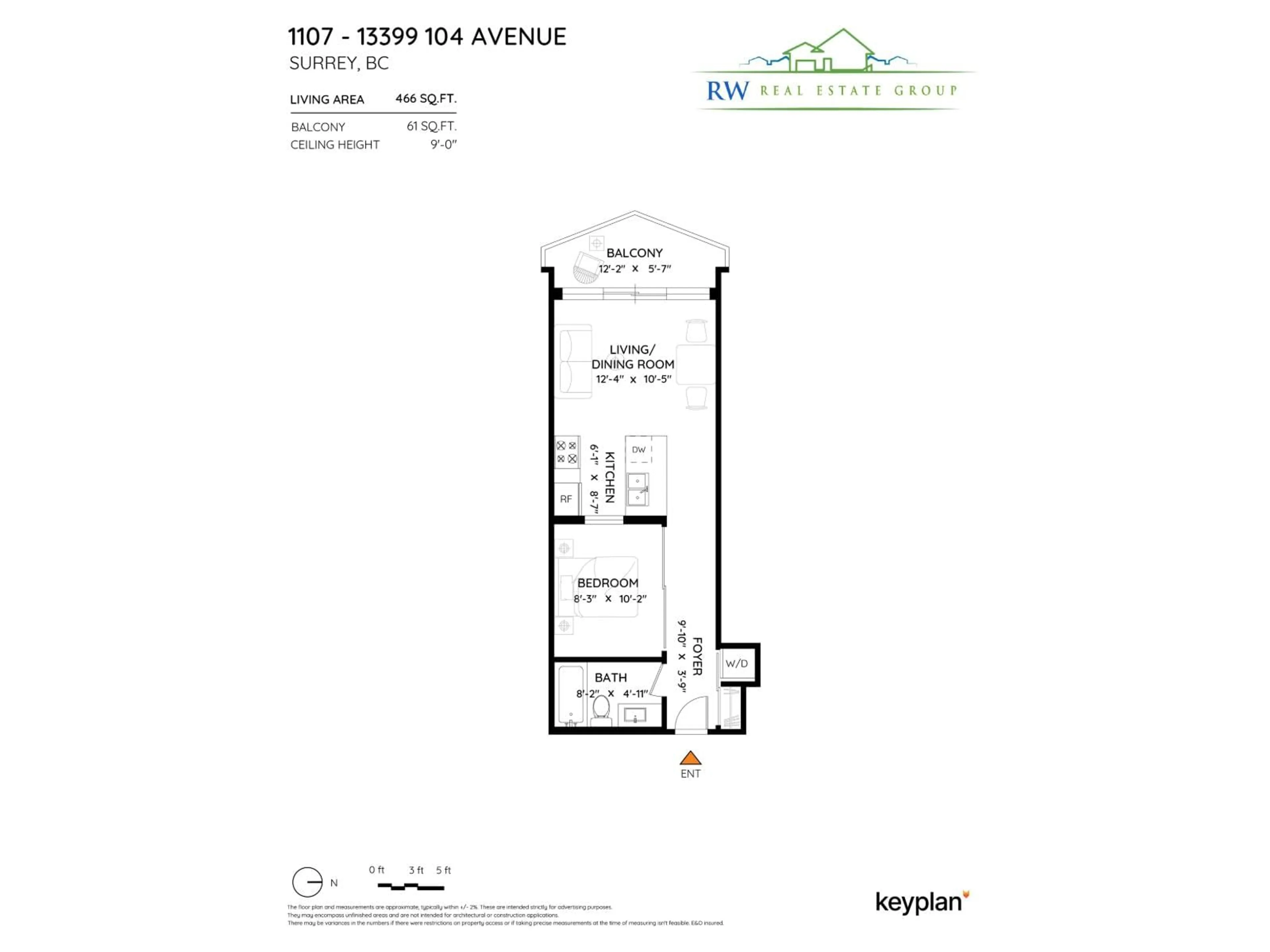 Floor plan for 1107 - 13399 104 AVENUE, Surrey British Columbia V3T0C9