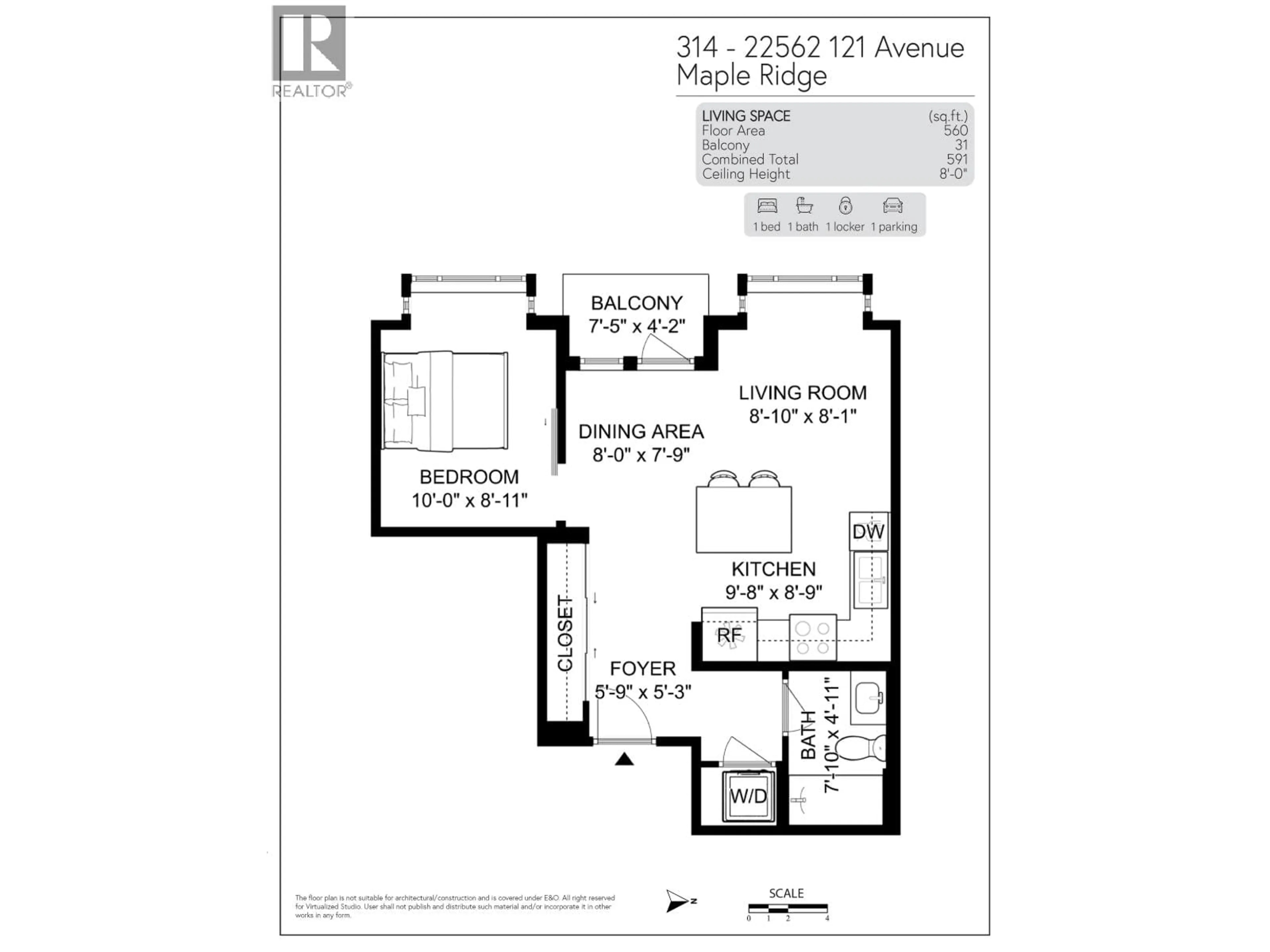 Floor plan for 314 - 22562 121 AVENUE, Maple Ridge British Columbia V2X3Y8