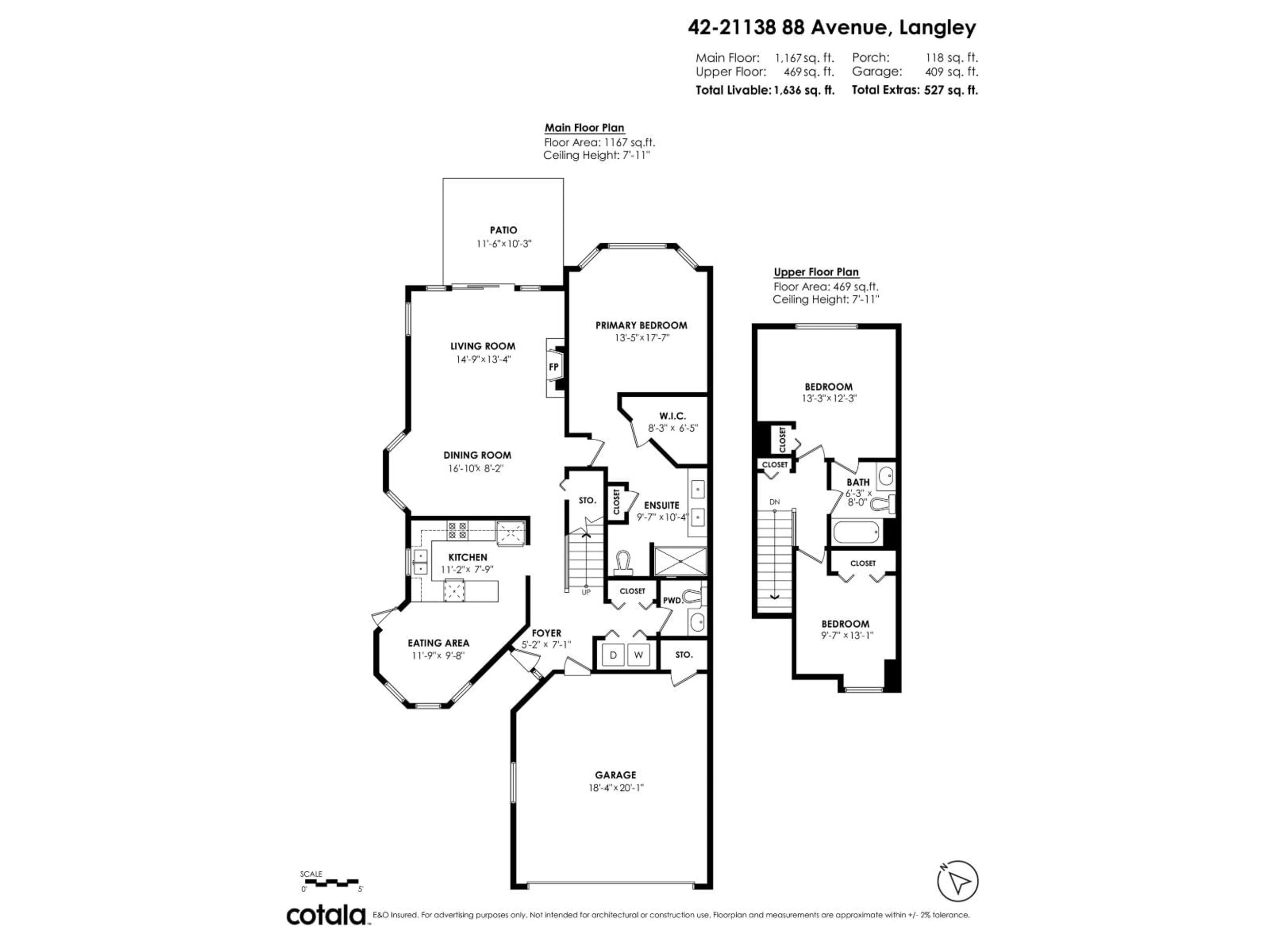 Floor plan for 42 - 21138 88 AVENUE, Langley British Columbia V1M2G7