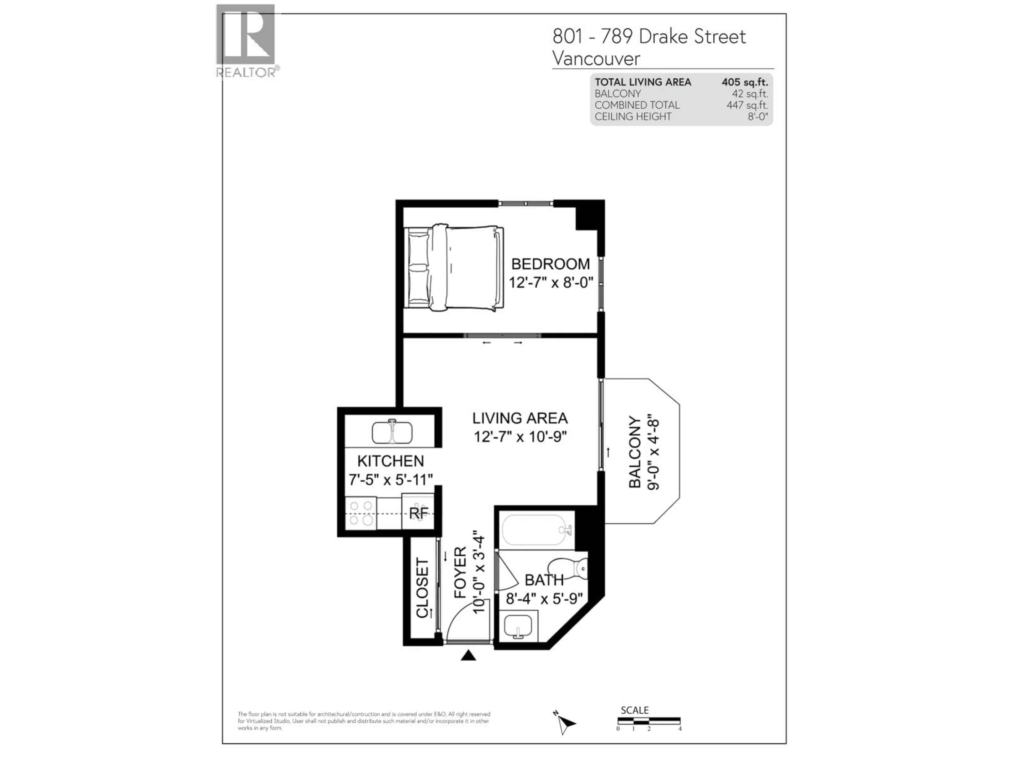 Floor plan for 801 - 789 DRAKE STREET, Vancouver British Columbia V6Z2N7