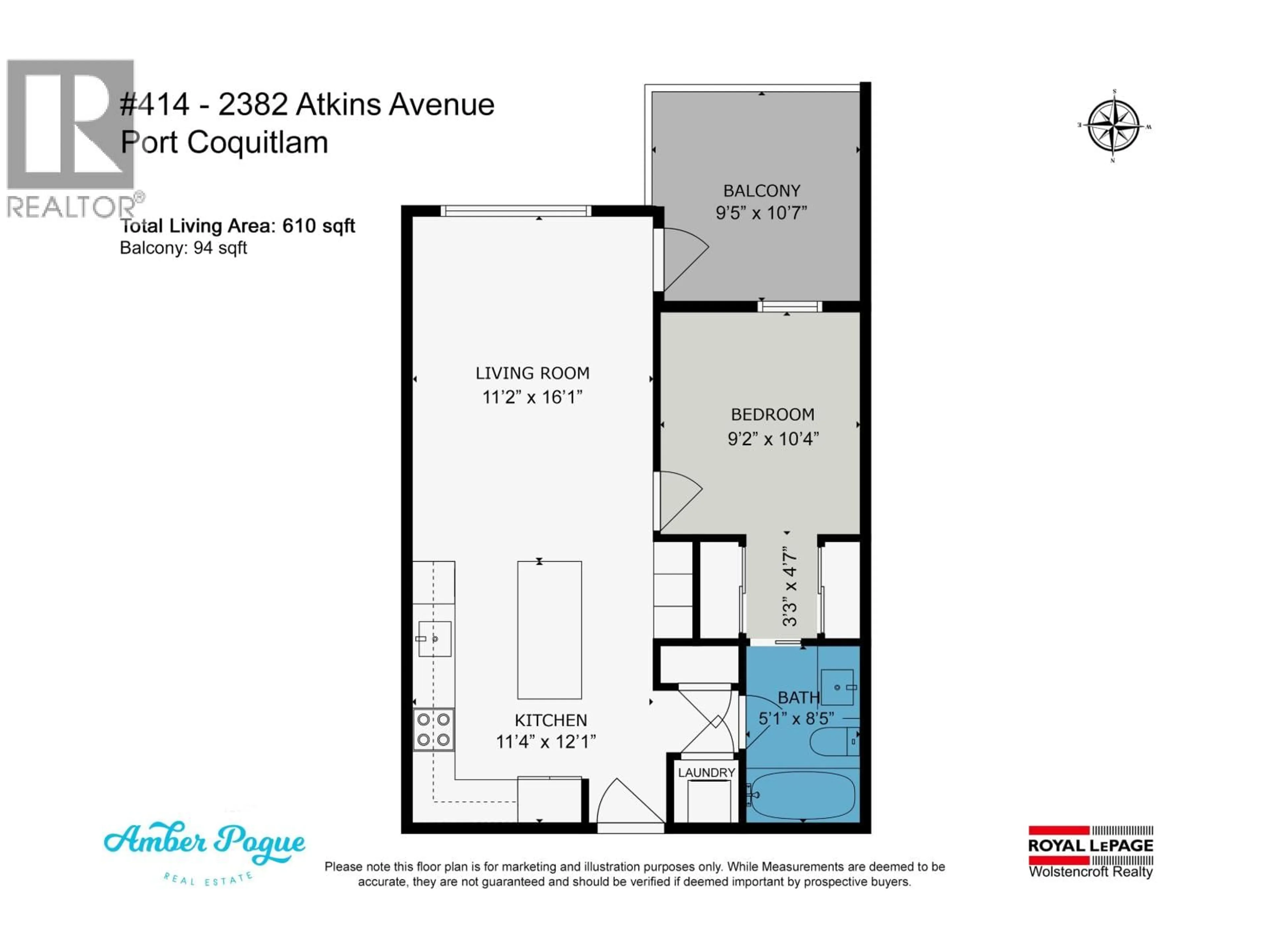 Floor plan for 414 - 2382 ATKINS AVENUE, Port Coquitlam British Columbia V3C0G7