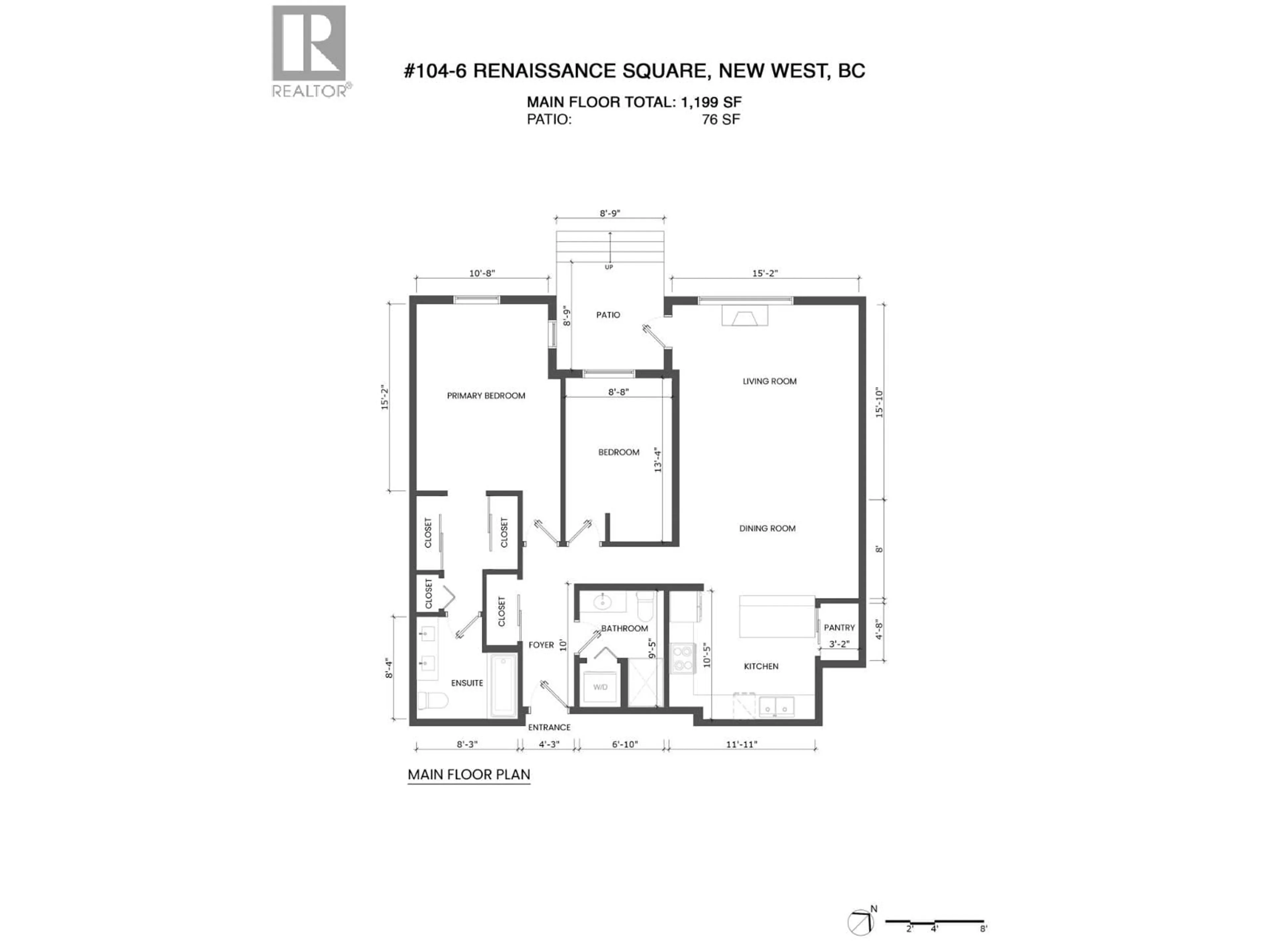 Floor plan for 104 - 6 RENAISSANCE SQUARE, New Westminster British Columbia V3M6N8